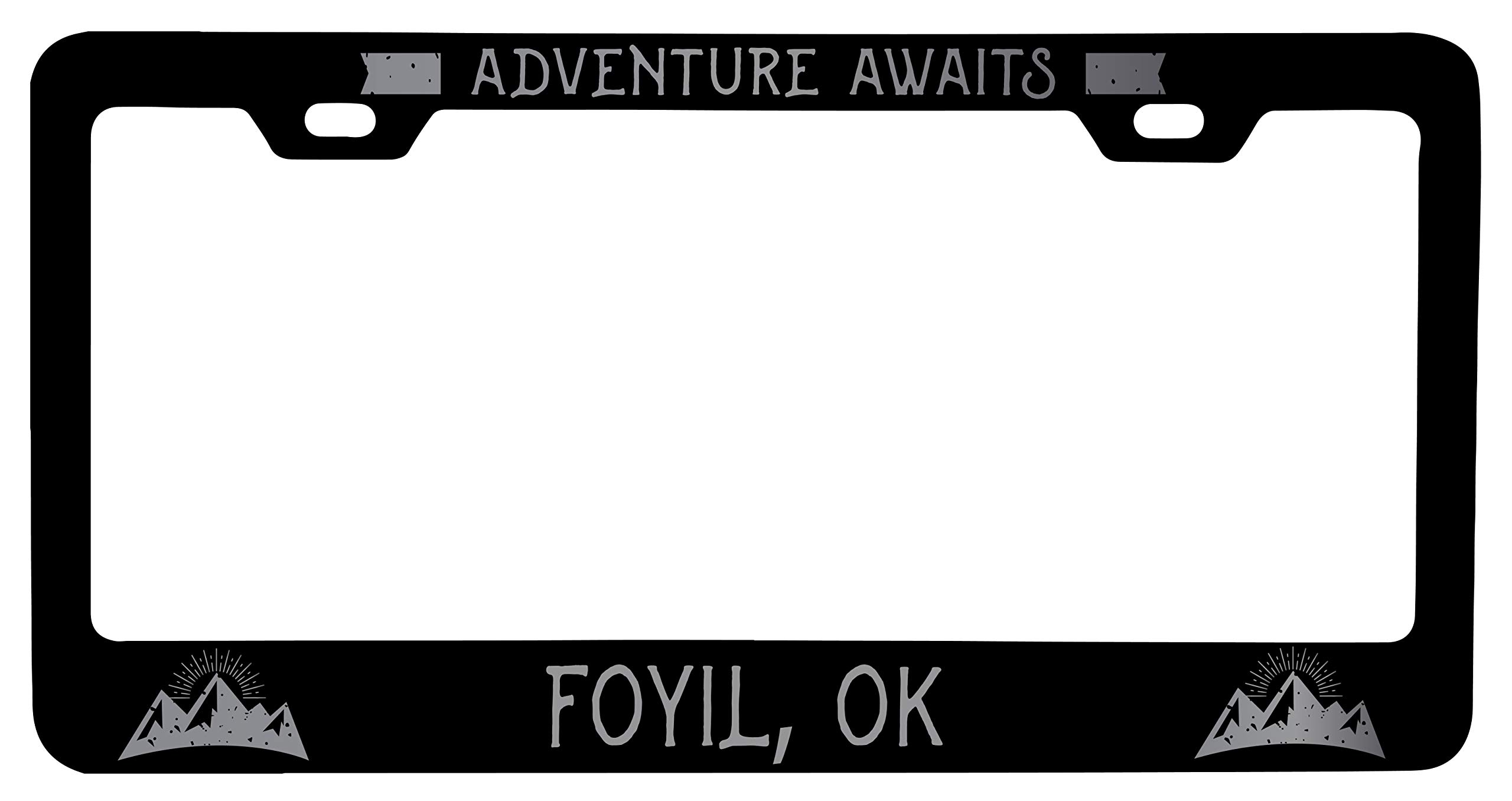 R and R Imports Foyil Oklahoma Laser Etched Vanity Black Metal License Plate Frame - Custom Car Accessories for Personalization & Style Enhancement (Perfect for Cars, Trucks, SUVs & Motorcycles)