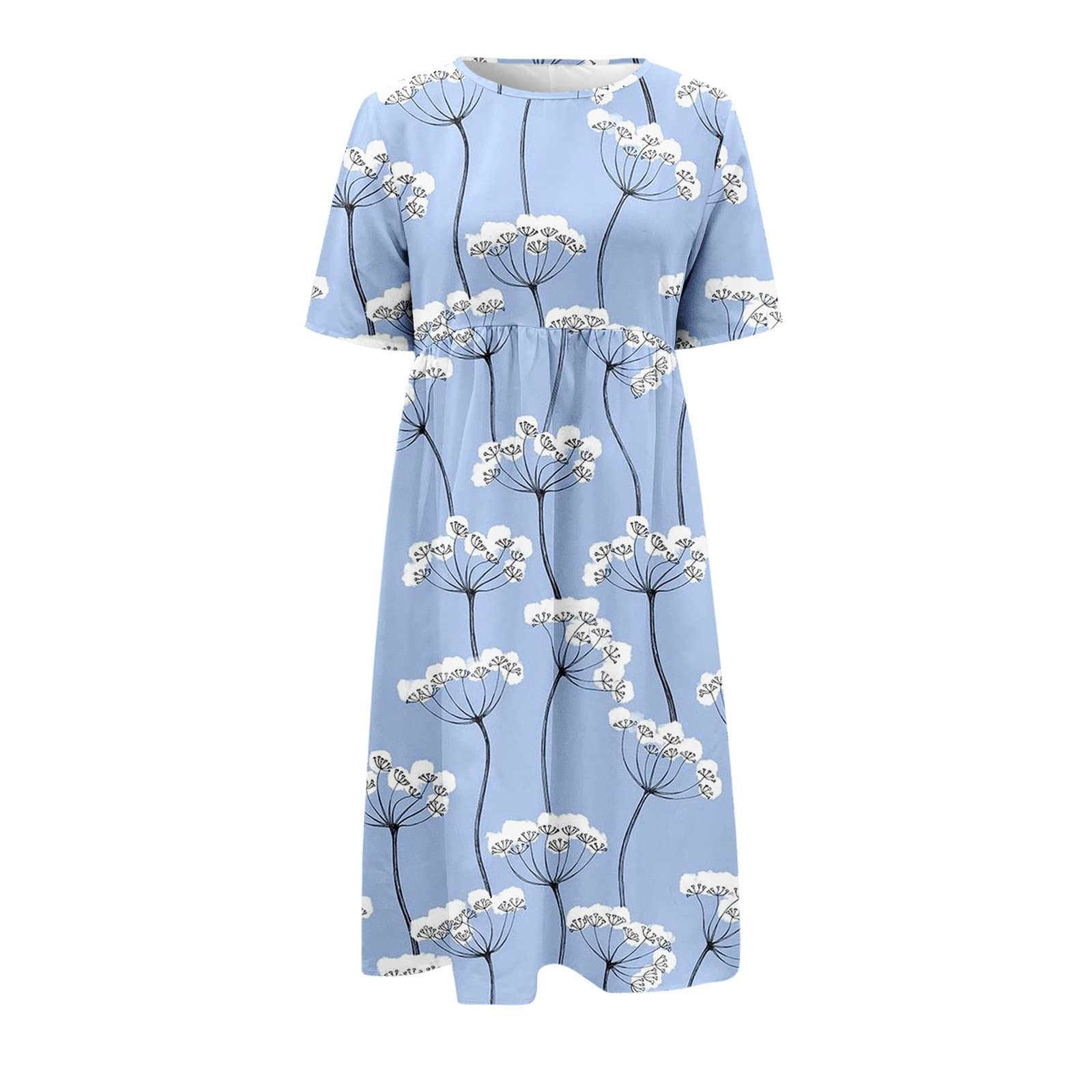 Women's Plus Size Boho Floral Print T-Shirt Dress - Casual Loose Flowy Midi Dress with Pockets for Summer 2025 | Perfect for Beach Outings, Music Festivals and Everyday Comfort Wear