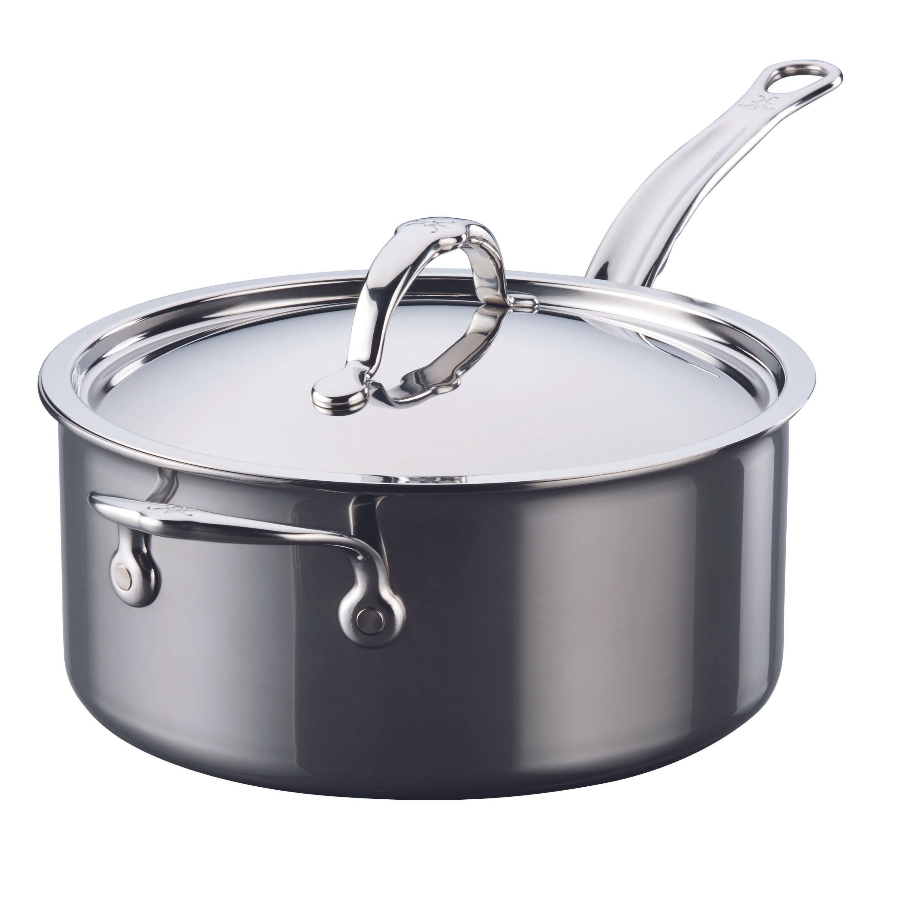 Hestan Nanobond Nonstick Covered Saucepan with Helper Handle - 4.0 Quart (22cm) - Premium Cookware for Induction, Gas & Electric Stoves - Perfect for Sauces, Soups & Slow Cooking