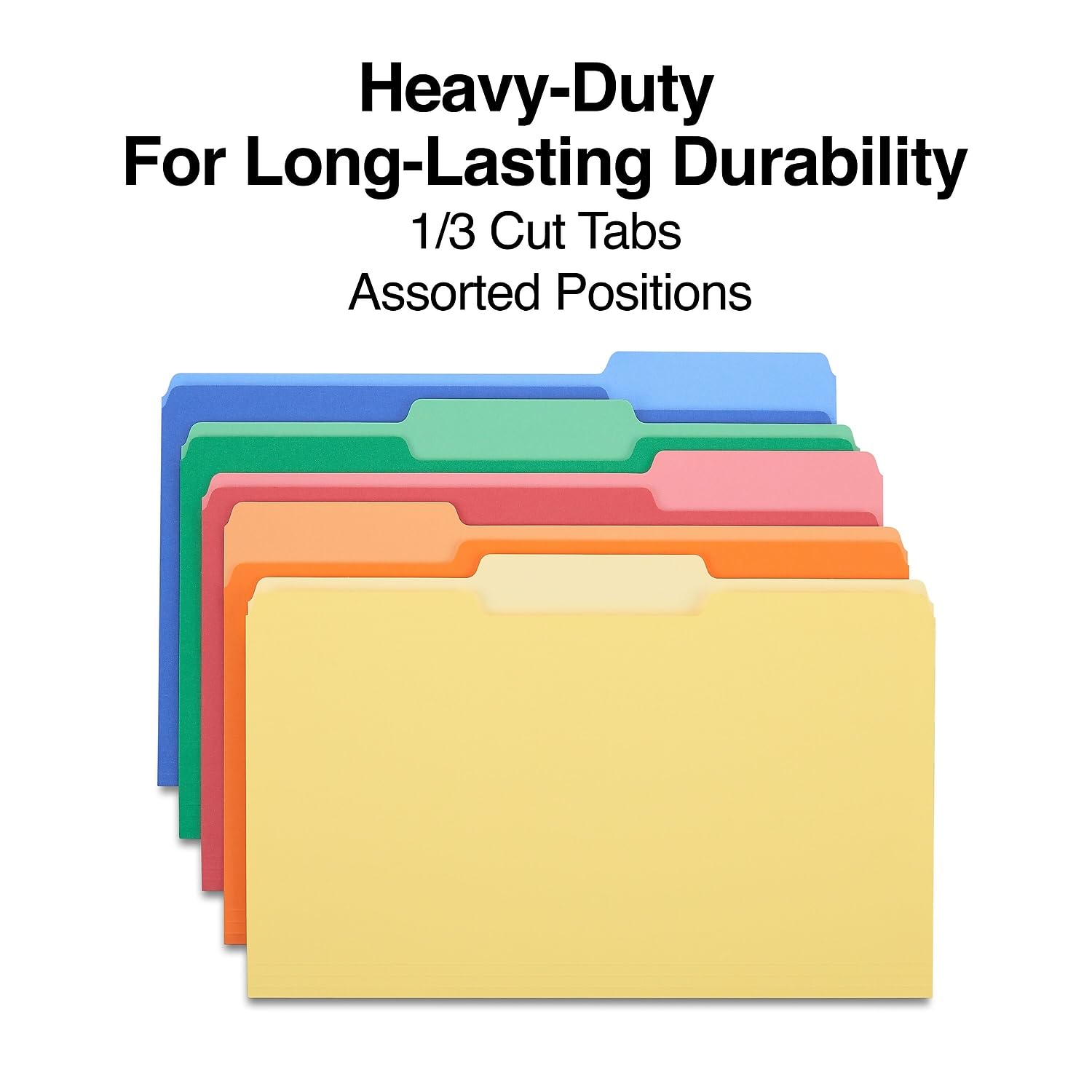 Heavyweight Colored File Folders with 3-Tab Dividers - Legal Size, 50-Pack - Perfect for Office Organization & Document Filing
