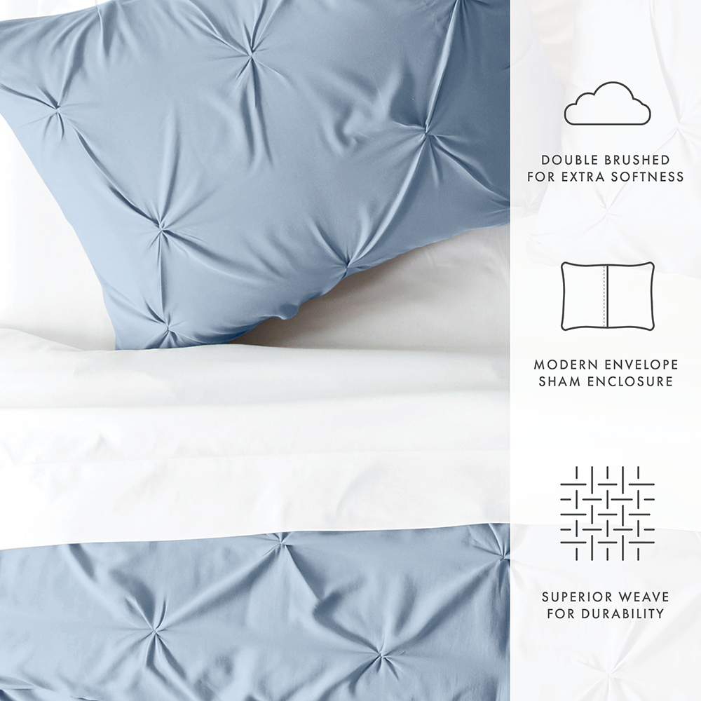 Premium Pinch Pleat 3-Piece Duvet Cover Set - King Size, 100% Cotton Bedding Set with Pillow Shams - Elegant Home Decor for Master Bedroom & Guest Room