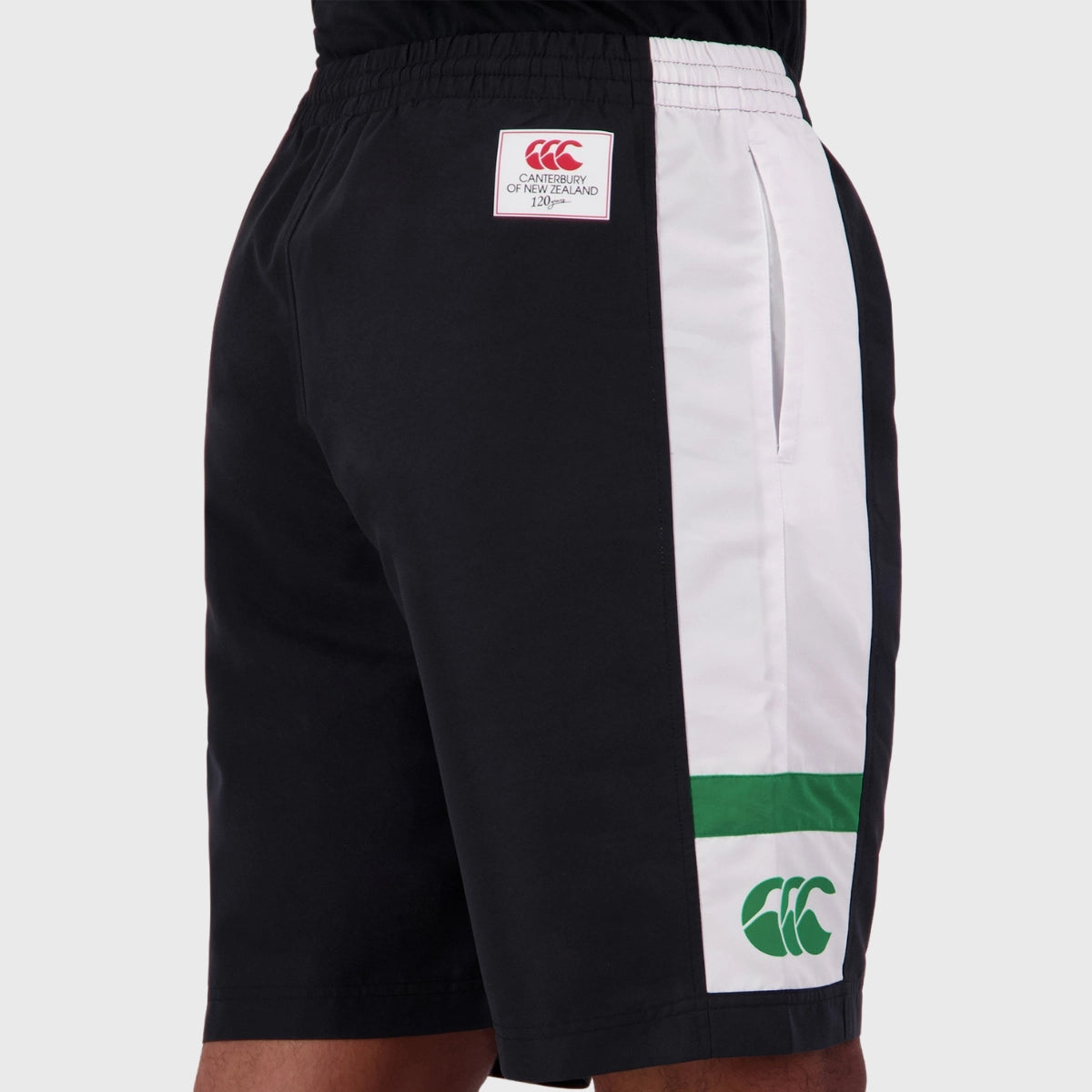 Canterbury Men's Legends Panel Shorts - Black/Green - Comfortable Athletic Shorts for Rugby, Soccer & Casual Wear