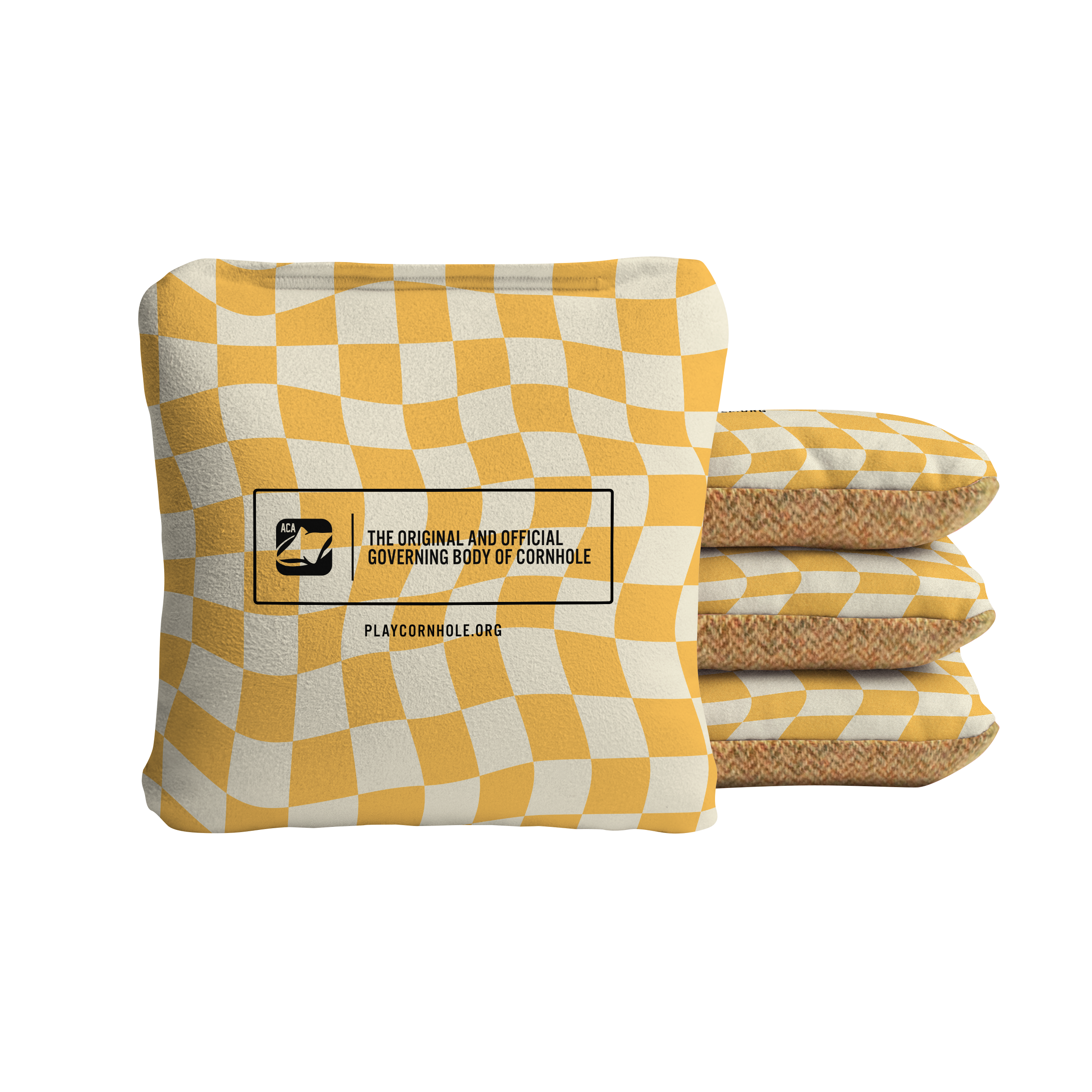 Retro Checkered Cornhole Bags Set of 8 - Soft Woven Bean Bags for Outdoor Lawn Games, Backyard Parties & Tailgating Events