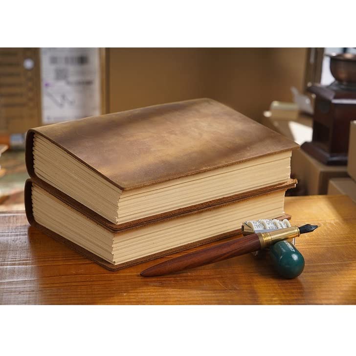BAPYZ Handmade Leather Notebook Cover - Retro Journal & Sketchbook with 400 Blank Kraft Pages - Perfect Gift for Teachers & Students (Color: A) | Ideal for Writing, Drawing & Note-Taking in School, Office or Travel