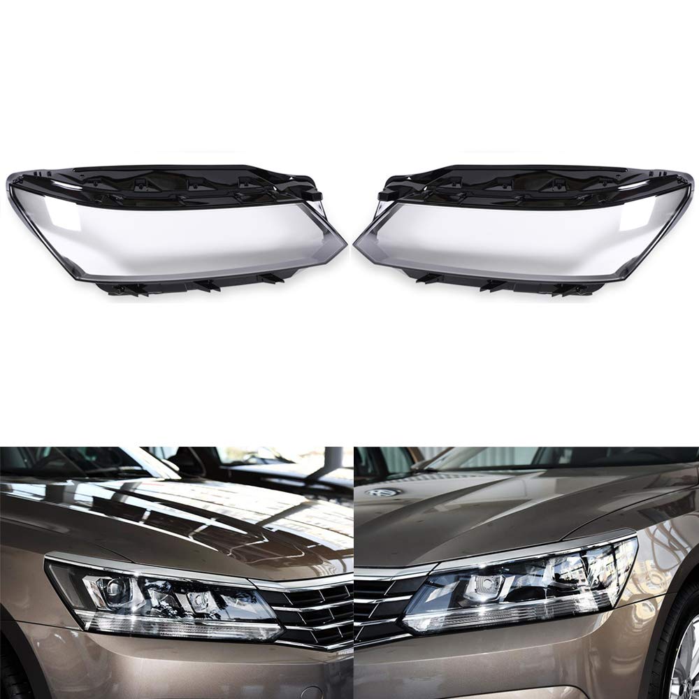 VW Passat 2016-2018 Headlight Cover Replacement - OEM Style Clear Lens Headlamp Shell (Pair) - Perfect for Night Driving & Foggy Conditions