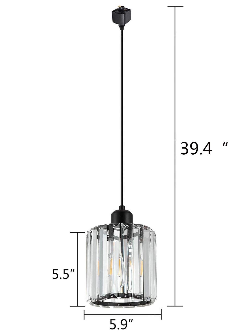 Kiven 3-Lights Track Lighting System - Modern Crystal Pendant Light Fixture for Kitchen Island, Counter, Bar, Dining Room & Bedroom - Matte Black Finish Cylinder Chandelier - Perfect for Ambient and Task Lighting in Home & Commercial Spaces