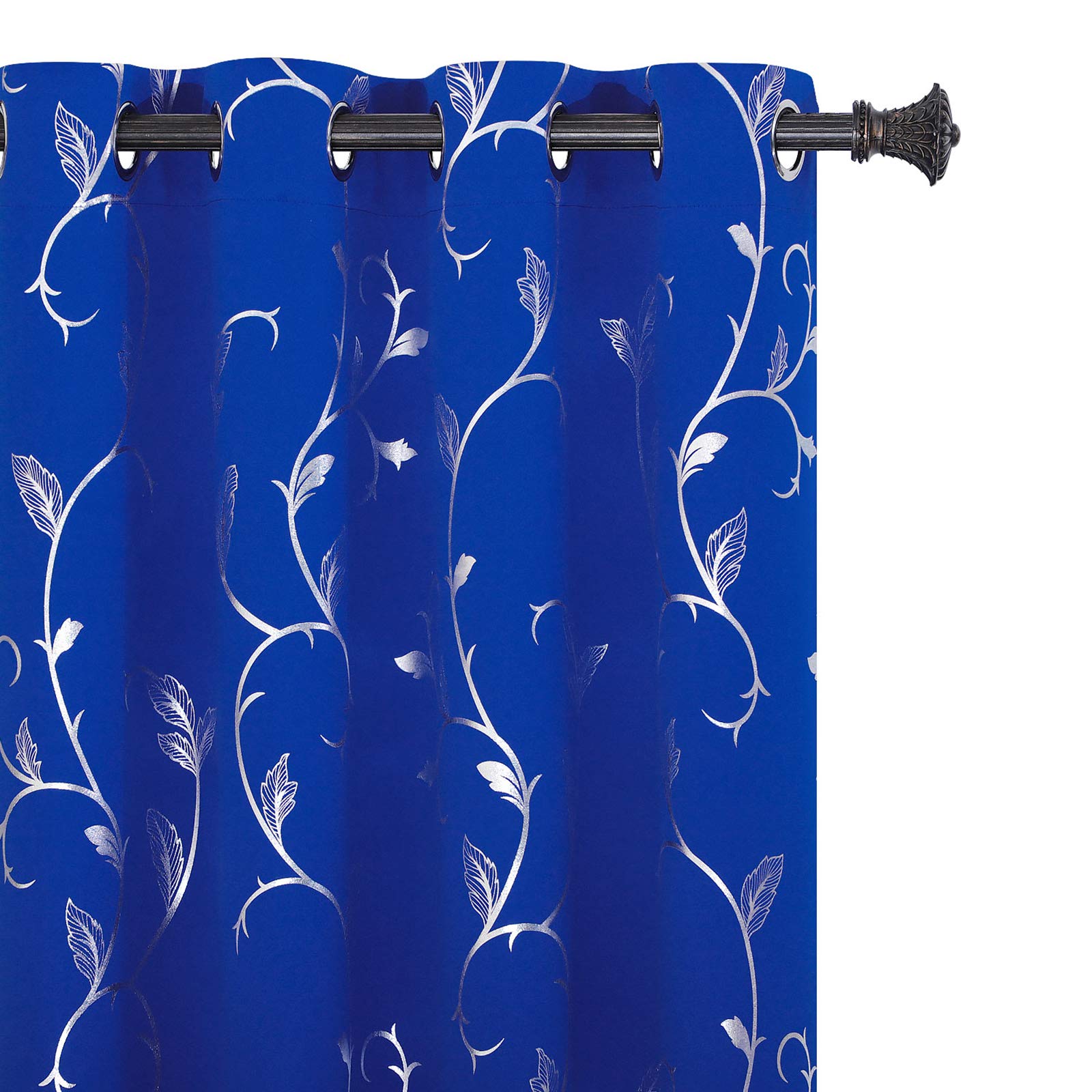 BUHUA Blackout Curtains 52W x 45L - Set of 2 Silver Vine Print Window Treatments for Kitchen & Dining Room | Light Blocking, Thermal Insulated, Noise Reducing | Perfect for Small Windows, Home Decor, and Privacy Protection