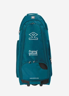 Shrey Original Pro Premium Duffle Wheelie Cricket Bag - Dark Teal & Yellow - Perfect for Cricket Matches, Travel & Sports Gear Storage
