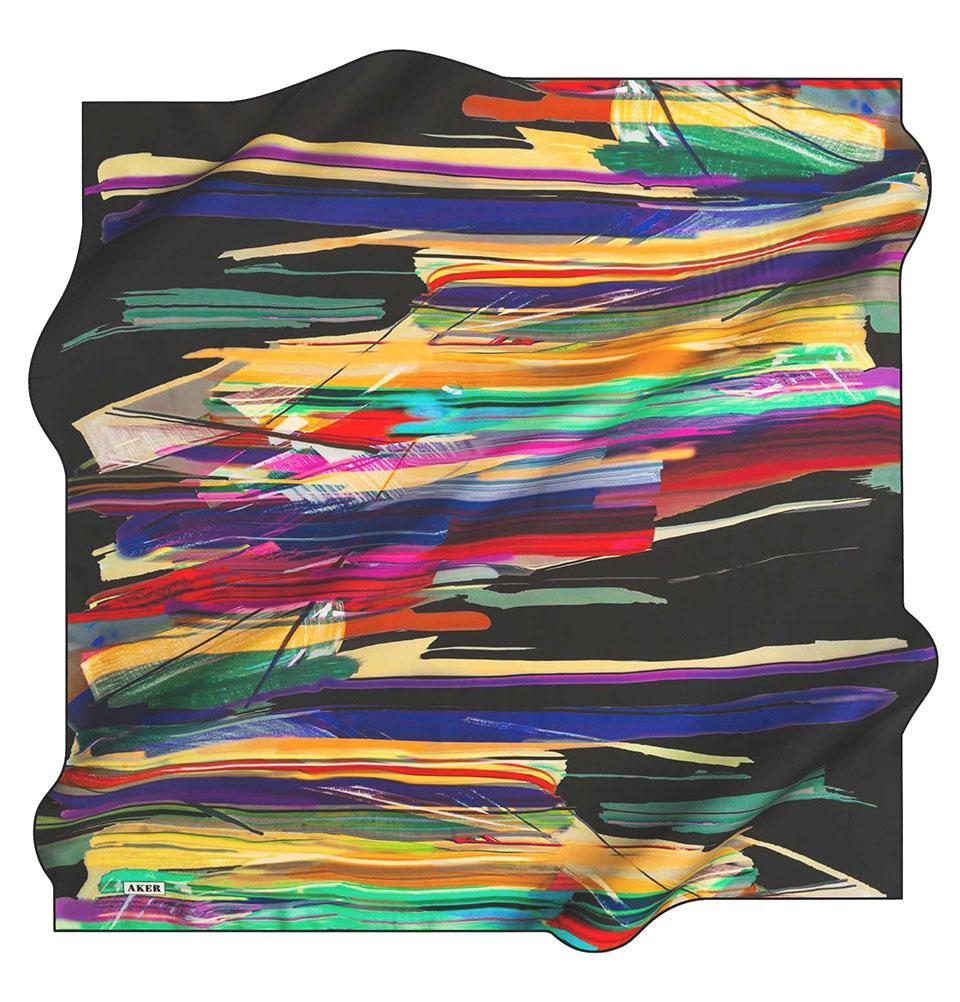 Aker Silk Cotton Patterned Square Scarf #7814 412 - Lightweight Fashion Accessory for Women, Elegant Print Shawl for Office, Party & Travel