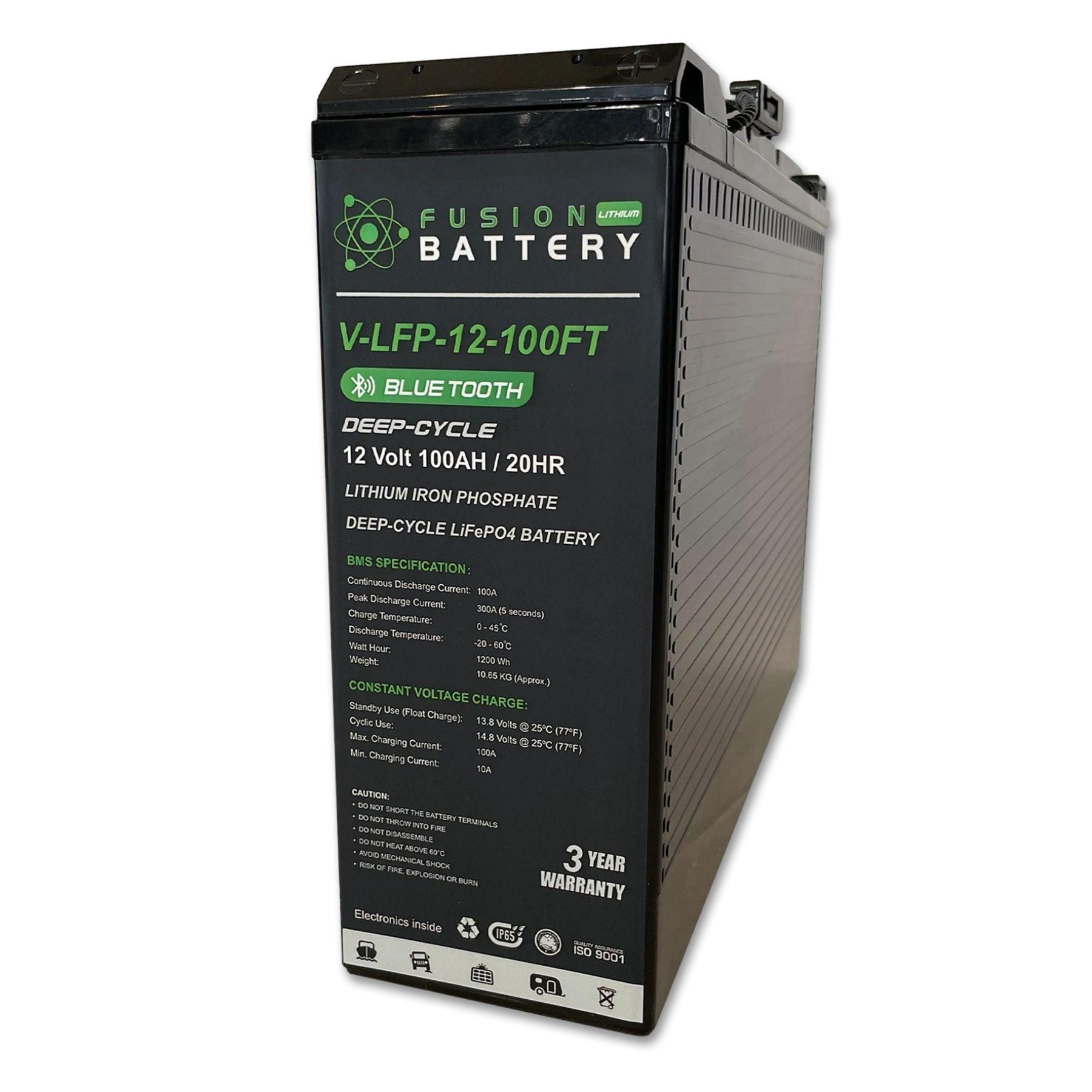 Fusion Slimline Deep Cycle 12V 100AH Lithium Battery - Lightweight & Long-Lasting Power for RVs, Boats, Solar Systems & Off-Grid Applications