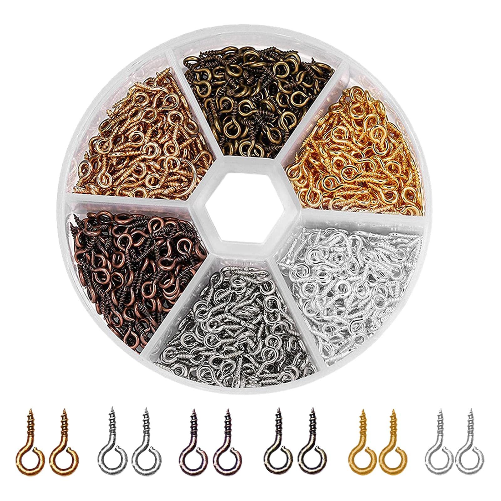 600Pcs Small Screw Eye Hooks - Jewelry Making Metal Eyelets with Threaded Clasps for DIY Crafts, Beading & Necklace Making - Perfect for Jewelry Accessories & Home Decor Projects