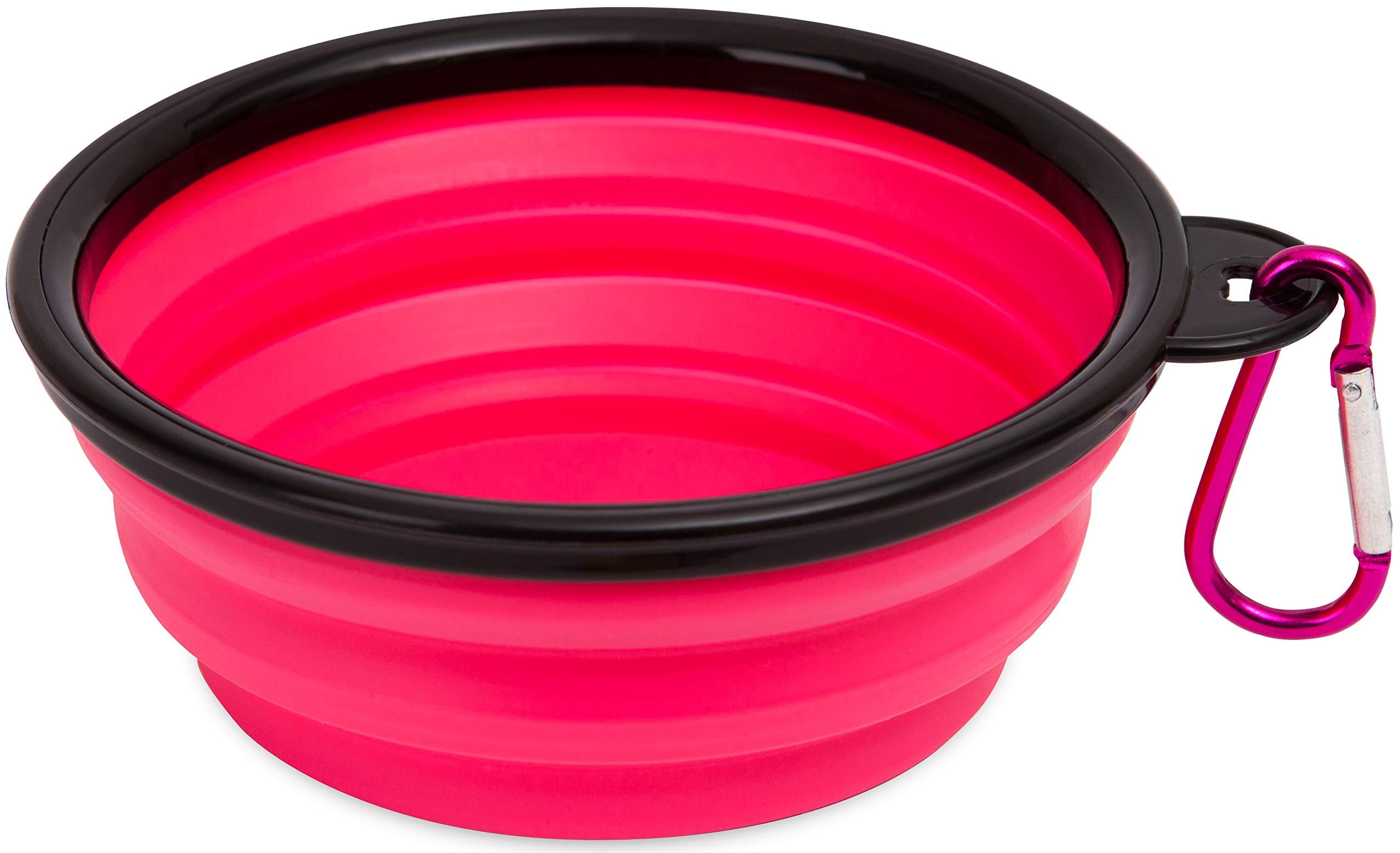 Foldable Travel Dog Bowl - Portable Pet Water & Food Dish - Slow Feeder for Dogs - Pink | Perfect for Hiking, Camping & Outdoor Adventures