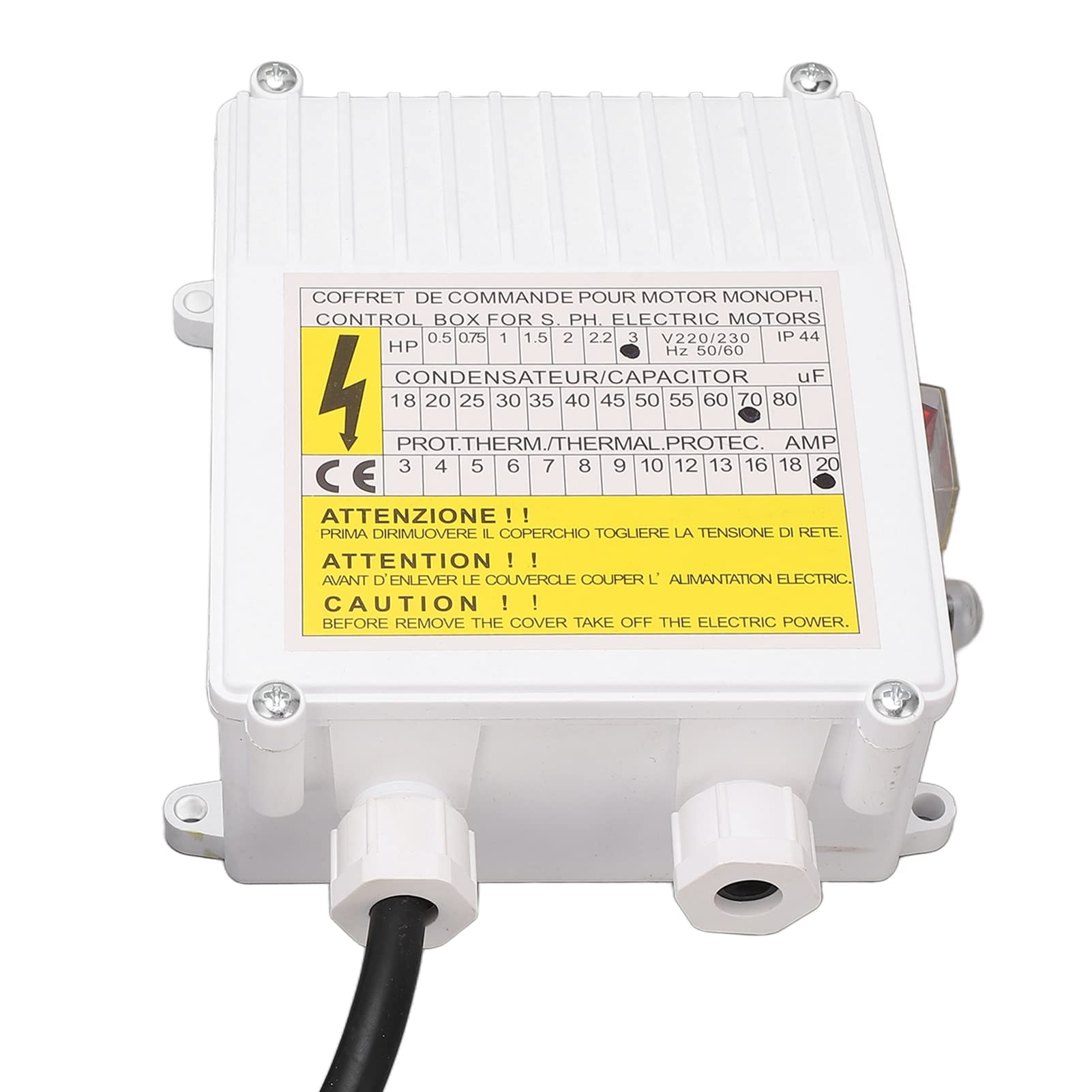 Deep Well Pump Control Box 2.2KW 70uf 20A - Submersible Pump External Control Box Replacement Part for Water Well Systems - Perfect for Residential, Agricultural, and Irrigation Use