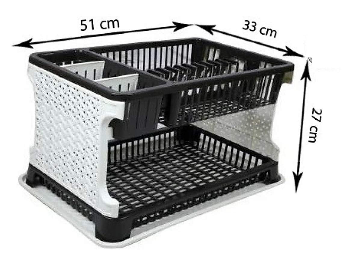 SHAYONA HOMES SURKHAMART Plastic Kitchen Organizer Rack with Water Drip Tray - Dish Drying Rack, Plate Stand & Utensil Holder for Countertop Storage (Brown, Pack of 1) | Perfect for Small Kitchens, Apartments & Dorm Rooms