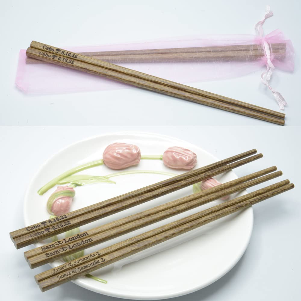 Personalized Engraved Wooden Chopsticks Set - 100PC Reusable Custom Chinese Chopsticks for Beginners, Christmas Gifts, Housewarming Presents | Perfect for Asian Cuisine, Home Dining & Unique Gift Giving