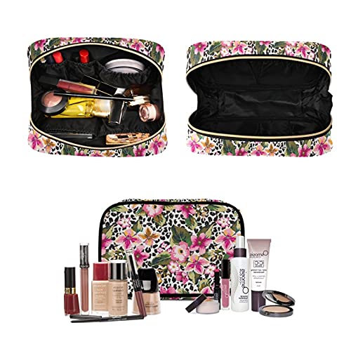 Premium 3-Piece Clear Travel Toiletry Bag Set - Tropical Flower & Leopard Print Hanging Cosmetic Organizer for Women | Perfect for Vacation, Gym, Camping & Airplane Carry-On