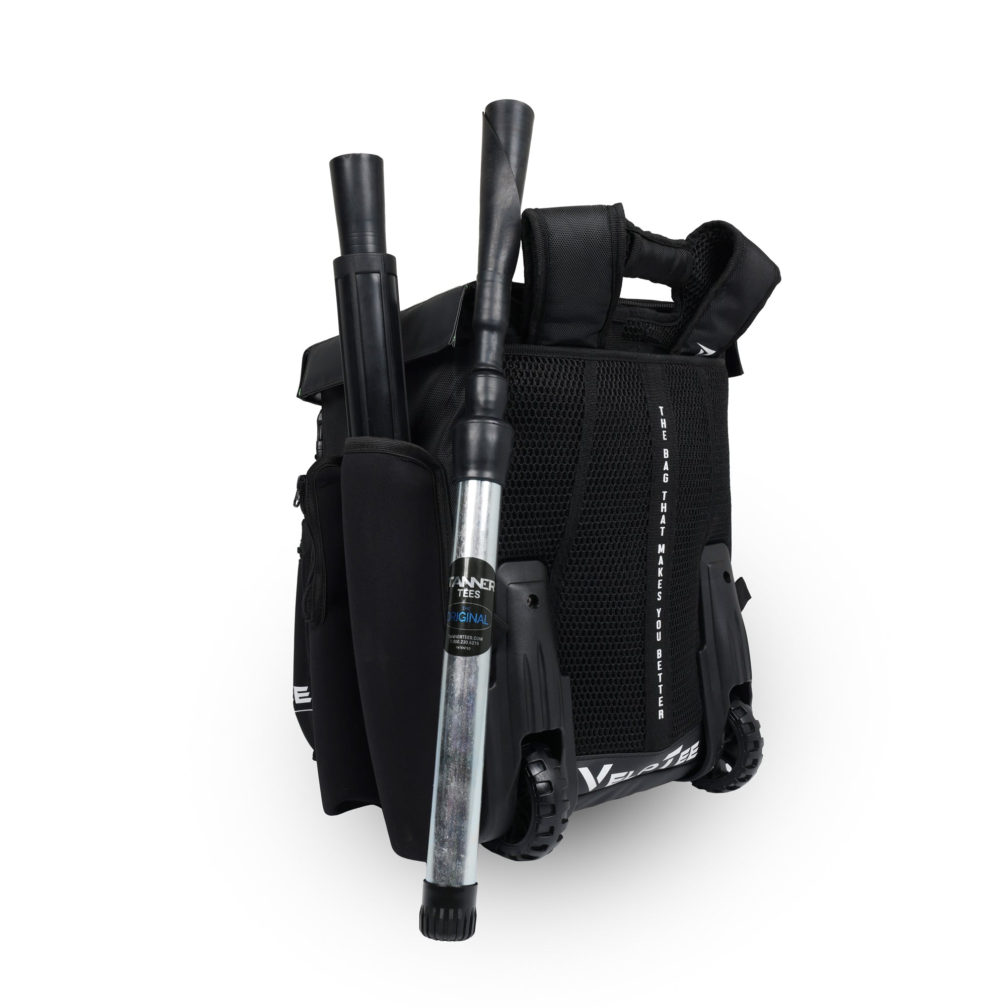 Premium Wheeled VeloTee 2.0 Pro Baseball & Softball Bat Bag Bundle with Tanner Tee - Durable Equipment for Training, Games & Travel - Perfect for Players, Coaches & Teams