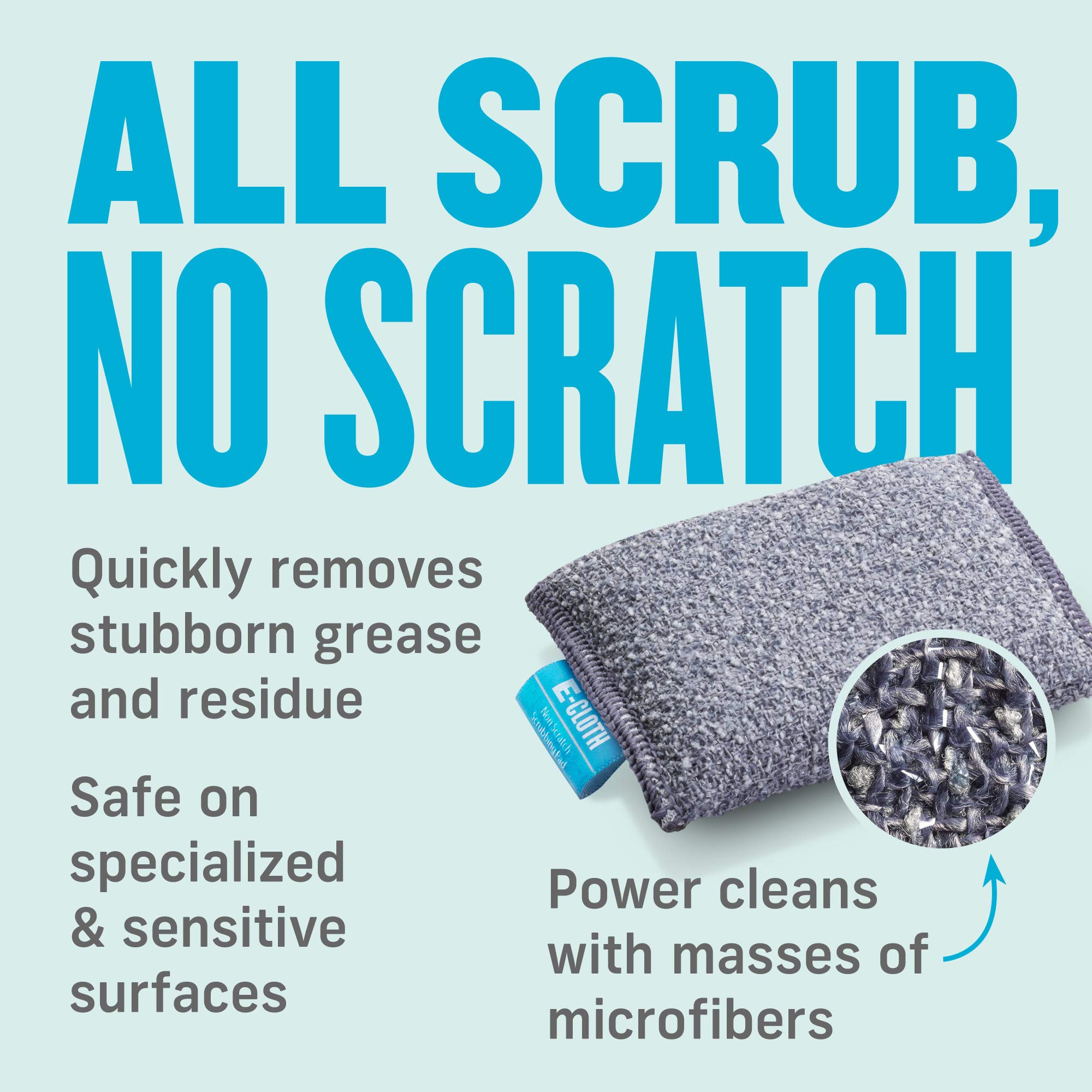 E-Cloth Non-Scratch Scrubbing Pads - Reusable Dish Sponges & Kitchen Cleaning Sponges - Eco-Friendly Scrubber for Pots, Pans & Cookware - Gentle Yet Effective Cleaning - 2-Pack - Perfect for Daily Dishwashing and Tough Stain Removal