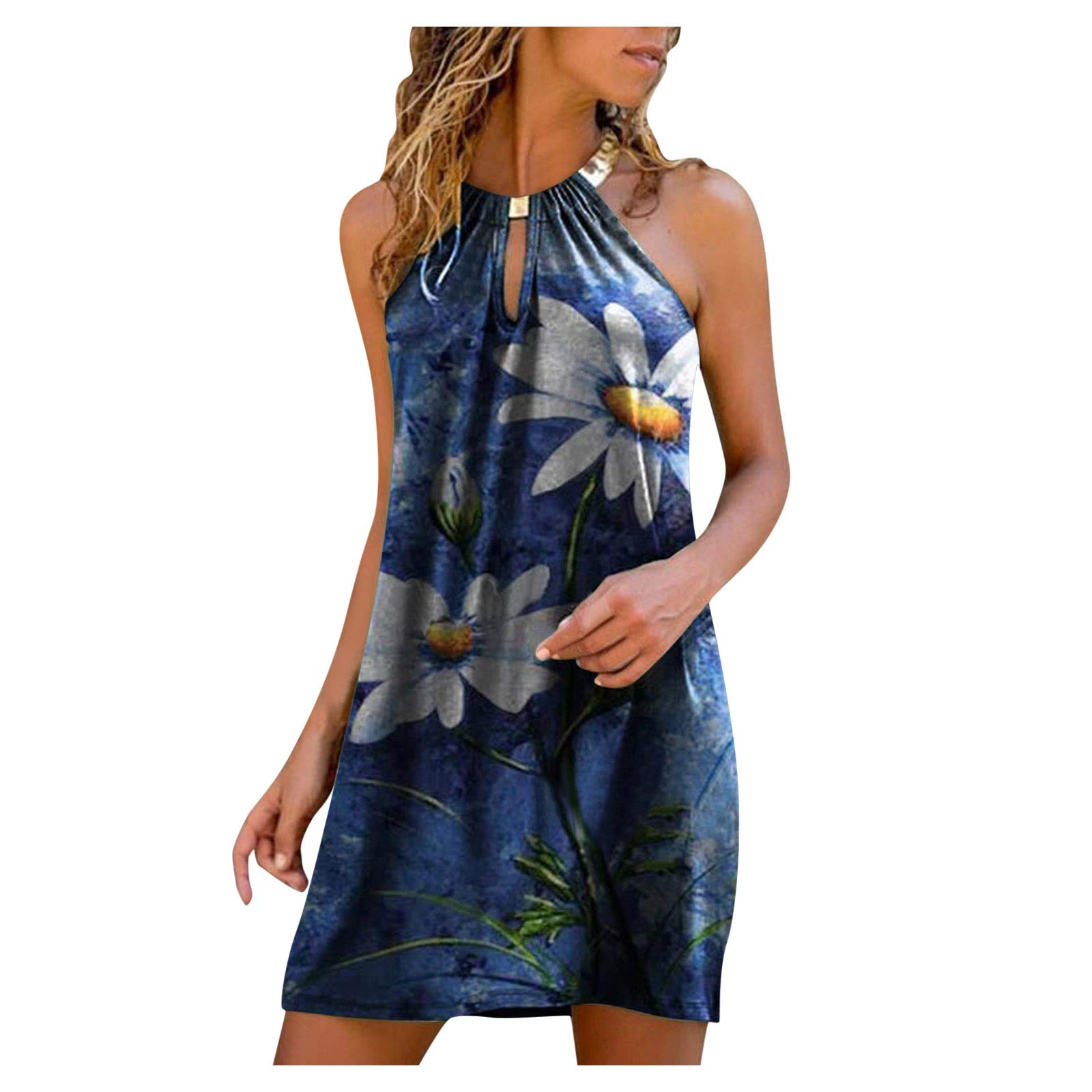 Nulairt Women's Halter Dress - Sleeveless Boho Mini Summer Dress for Beach, Party & Casual Wear | Flowy Sun Dress for Outdoor Events & Vacation 2021