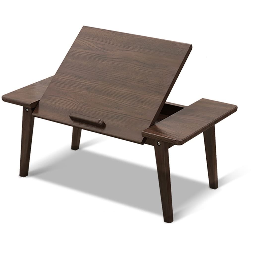 Foldable Coffee Table - Solid Rubber Wood Modern Side Table with Ergonomic Design & Stand - Perfect for Living Room, Office, Dorm - 80cm Compact Size for Small Spaces