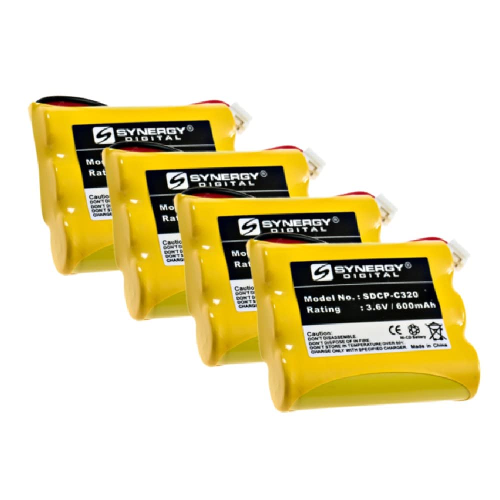 Synergy Digital Cordless Phone Battery - 4 Pack SDCP-C320 Replacement Batteries for AT&T 1150 Cordless Phones | Long-Lasting Power for Home & Office Use