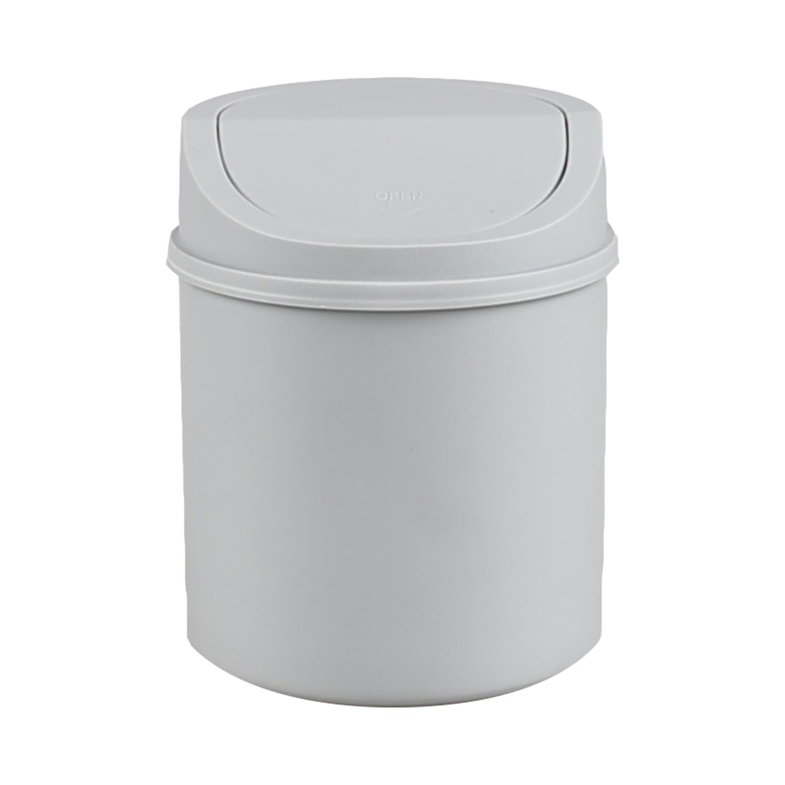 0.5 Gallon Mini Desktop Trash Can with Swing Lid - Small Office Waste Bin for Desk, Bathroom, or Bedroom - Space-Saving Gray Garbage Can for Home & Office Use