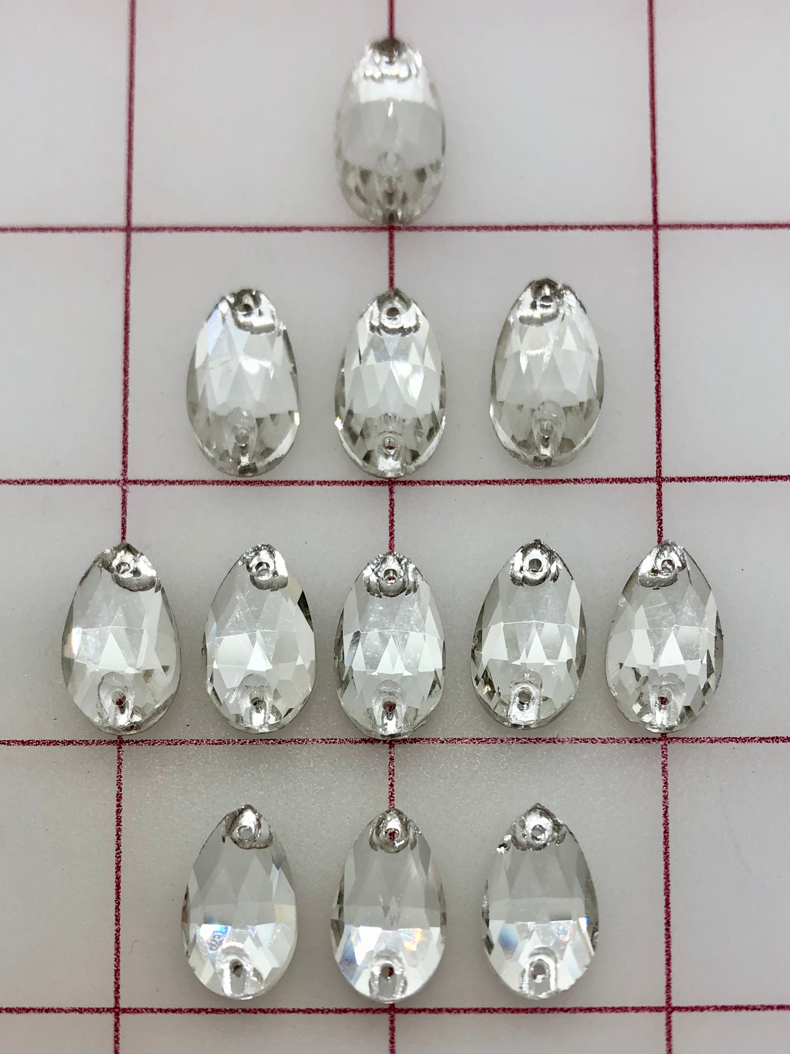 10x18mm Czech Bright Cut Crystal Pear Shape Rhinestones - Premium Sew On Stones for DIY Clothing, Costumes, and Accessories | Perfect for Dresses, Hats, and Craft Projects