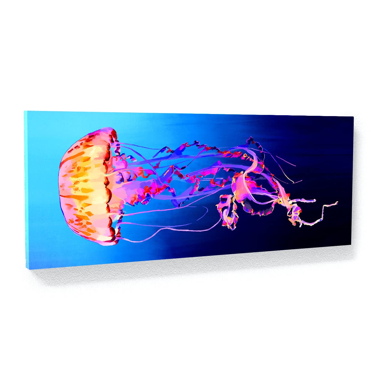 Jellyfish Canvas Wall Art - Ocean Marine Life Squid Painting Large 40x16 Inch Home Decor Print Poster for Living Room, Bedroom & Office