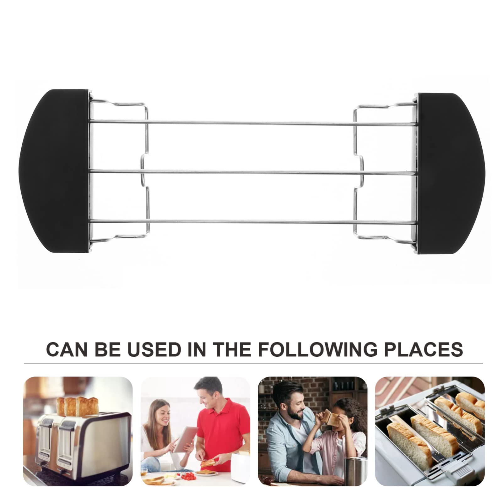 DOITOOL Stainless Steel Toaster Warming Rack - Sandwich & Bread Toast Rack, Bun Warmer for Kitchen Toaster Accessories (Black) - Perfect for Breakfast, Brunch & Home Baking