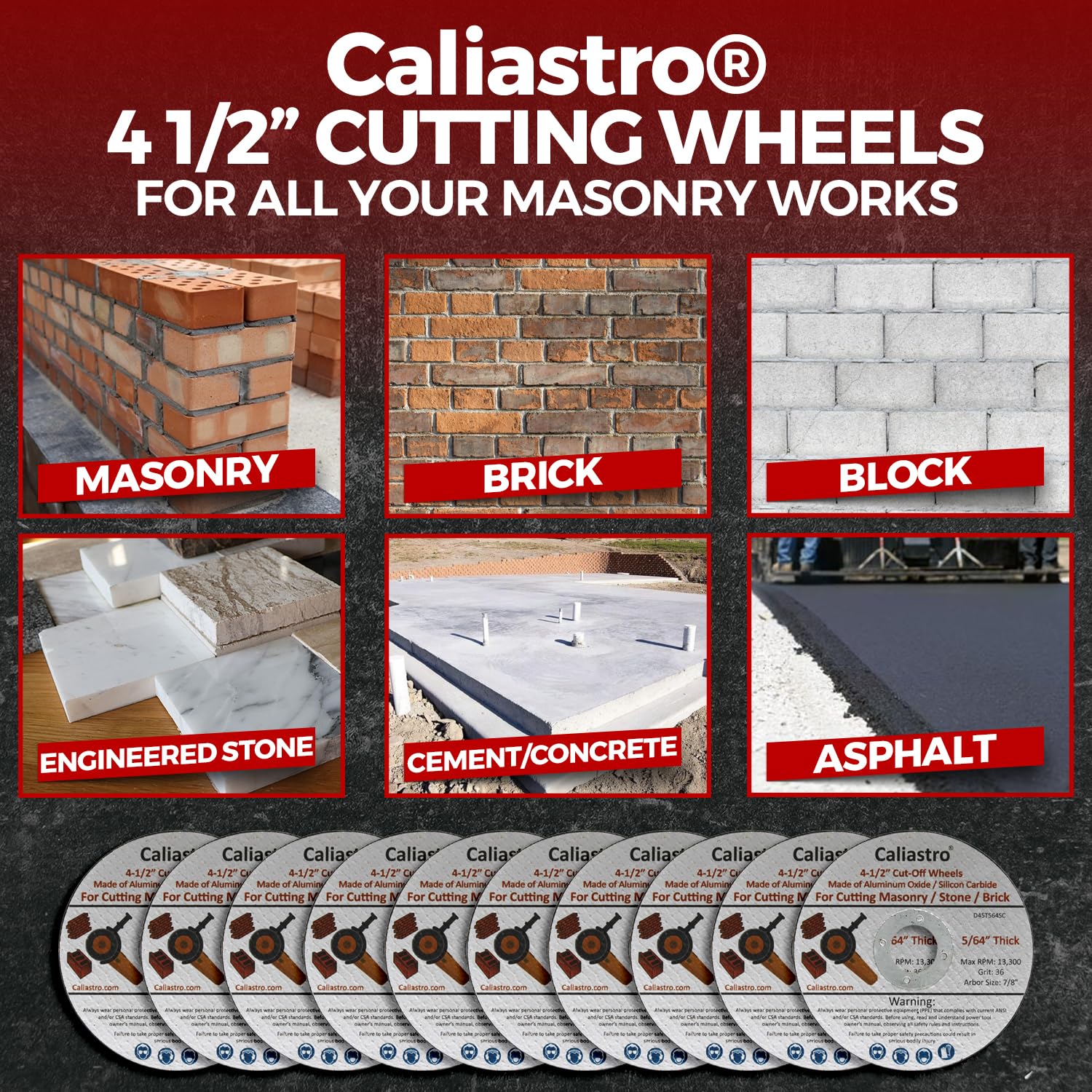 10 Pack 4.5 Inch Cut Off Wheels for Concrete, Masonry, Stone, Brick & Block - Premium Grinding Discs Compatible with 4-1/2