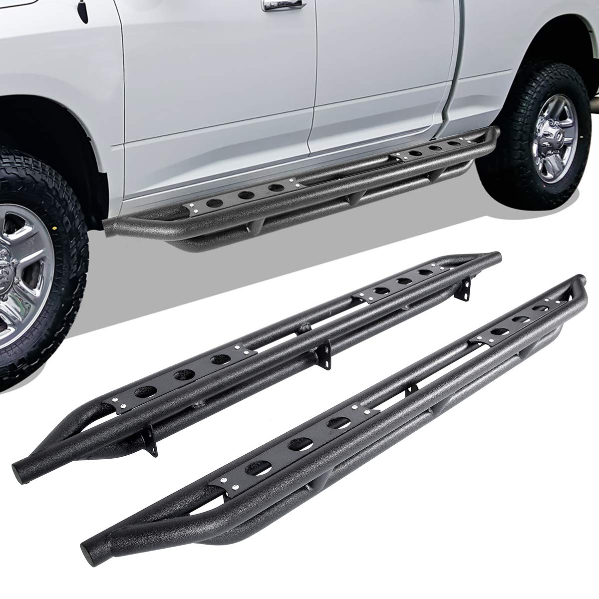 Durable Stainless Steel Running Boards for 2009-2018 Dodge Ram 1500 & 2010-2021 Ram 2500/3500 Crew Cab - Anti-Slip Side Steps with Heavy-Duty Construction - Perfect for Off-Roading, Truck Access & Easy Entry/Exit