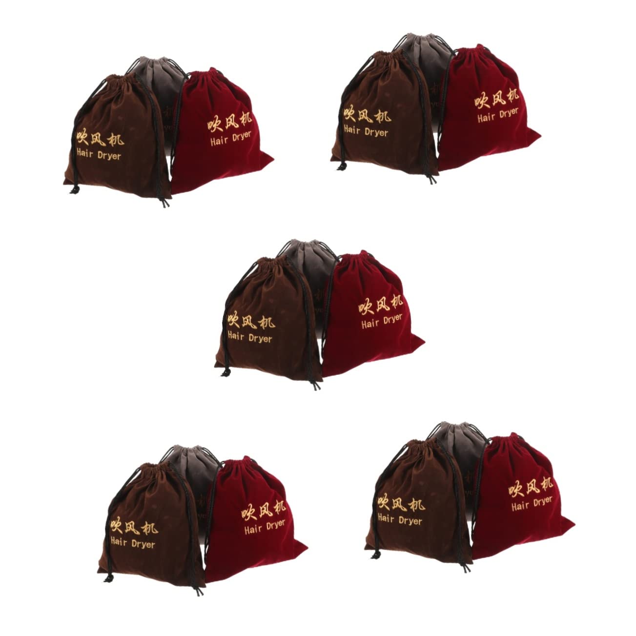 15 Pcs Velvet Drawstring Hair Dryer Storage Bags - Travel Organizer for Hair Styling Tools, Wine Bottles & Accessories | Perfect for Home, Salon & On-the-Go Use