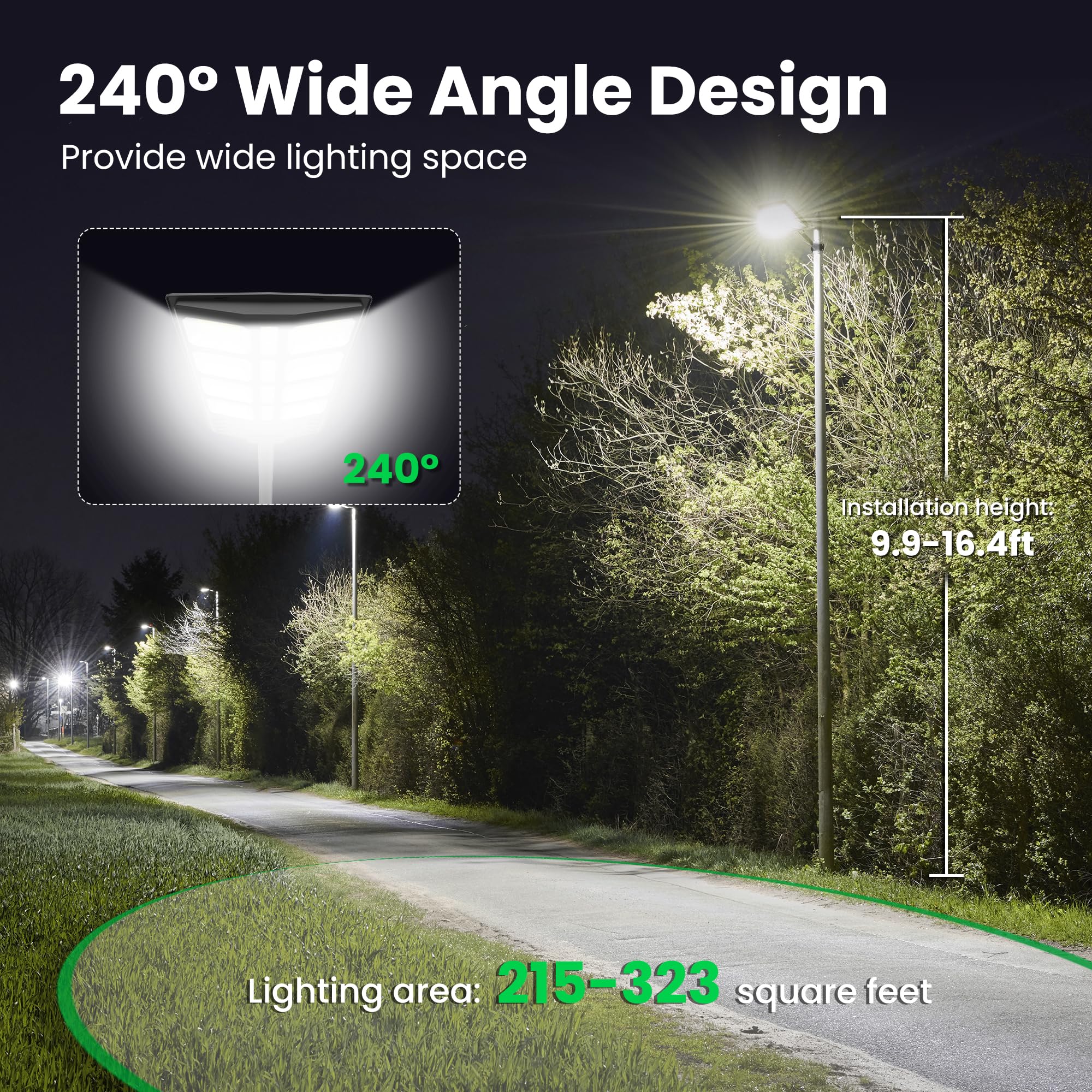 5000W Solar Street Lights Outdoor Waterproof - Commercial Solar Parking Lot Lights with Dusk to Dawn & Motion Sensor, LED Solar Flood Lights for Yard, Garden, Pathway, Driveway & Outdoor Security Lighting