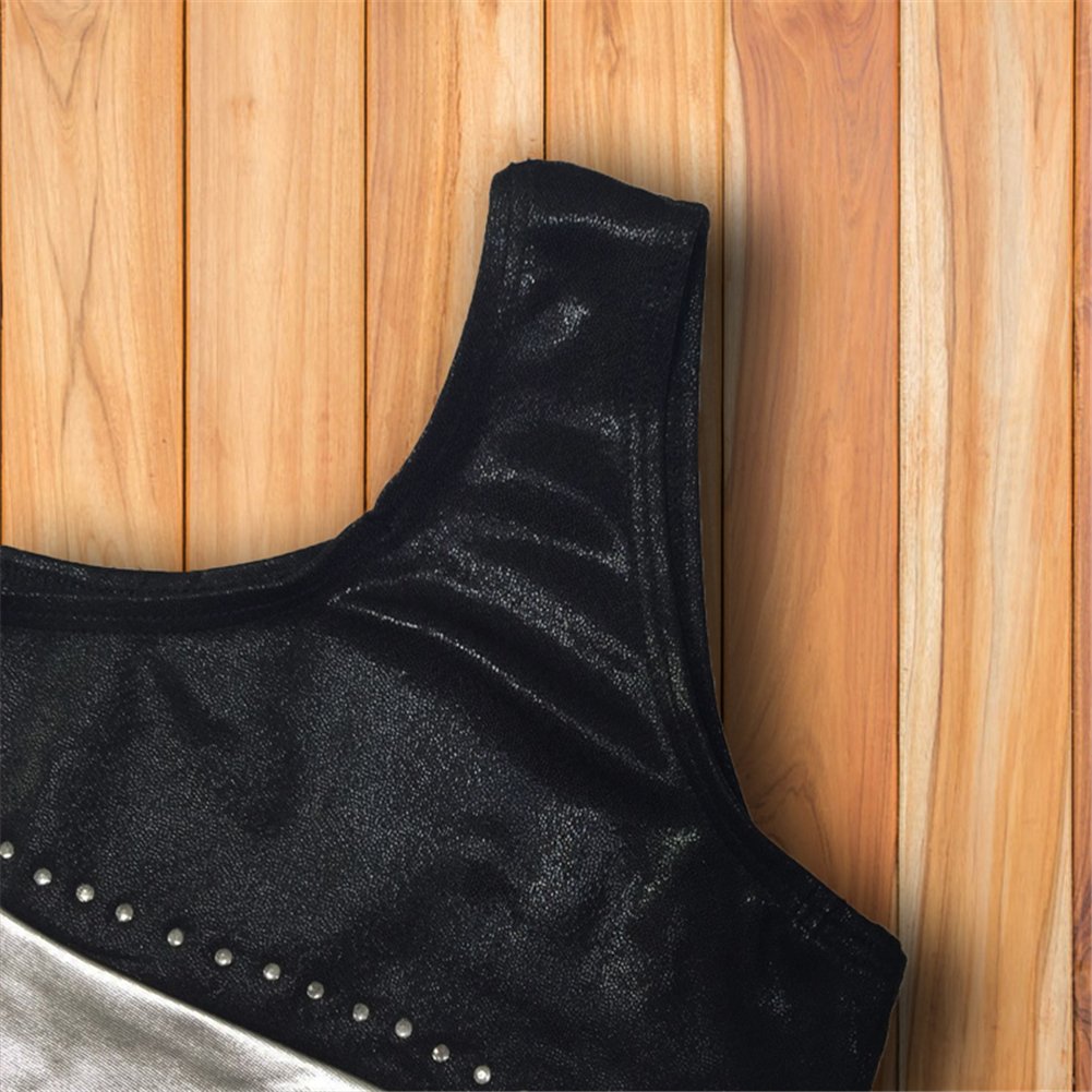 Shiny Stripes Metallic Athletic Ballet Dance Tank Leotard for Girls - Perfect for Gymnastics, Dance Practice & Performance Outfits
