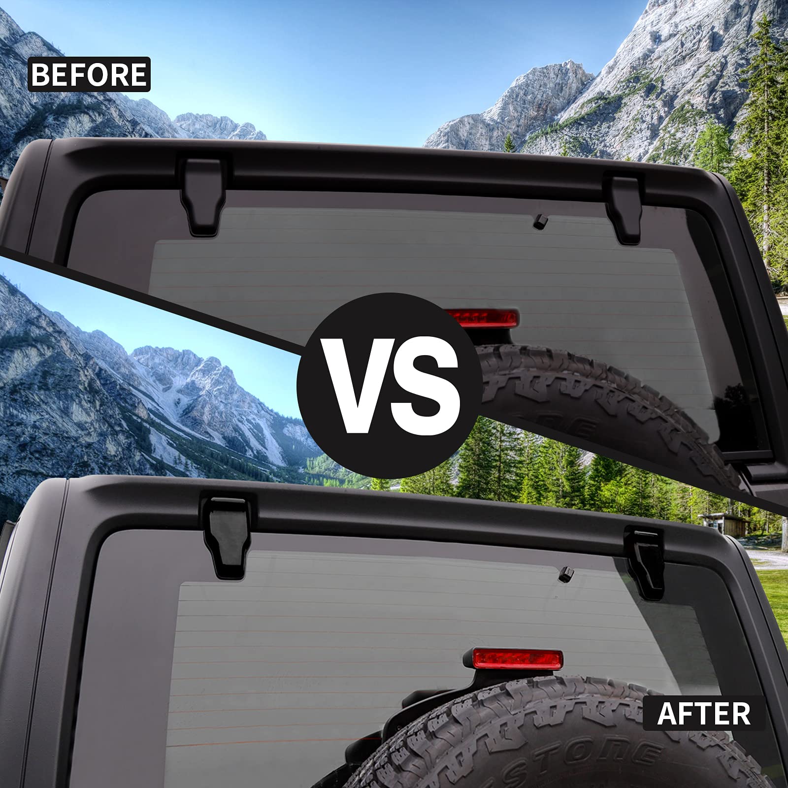Voodonala Jeep JL Rear Window Hinge Covers - Left & Right Tailgate Door Hinge Protectors for 2018-2024 Jeep Wrangler JL/JLU (Black, 2-Piece Set) | Durable Exterior Accessories for Off-Road Protection & Style Enhancement
