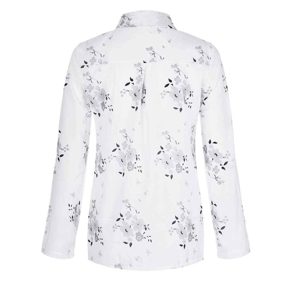 Women's Plus Size Summer T-Shirts - Loose Fit V-Neck Long Sleeve Tunic Blouse with Printed Design (White, XXXL) | Casual Wear, Beach Cover-Up, Layering Piece