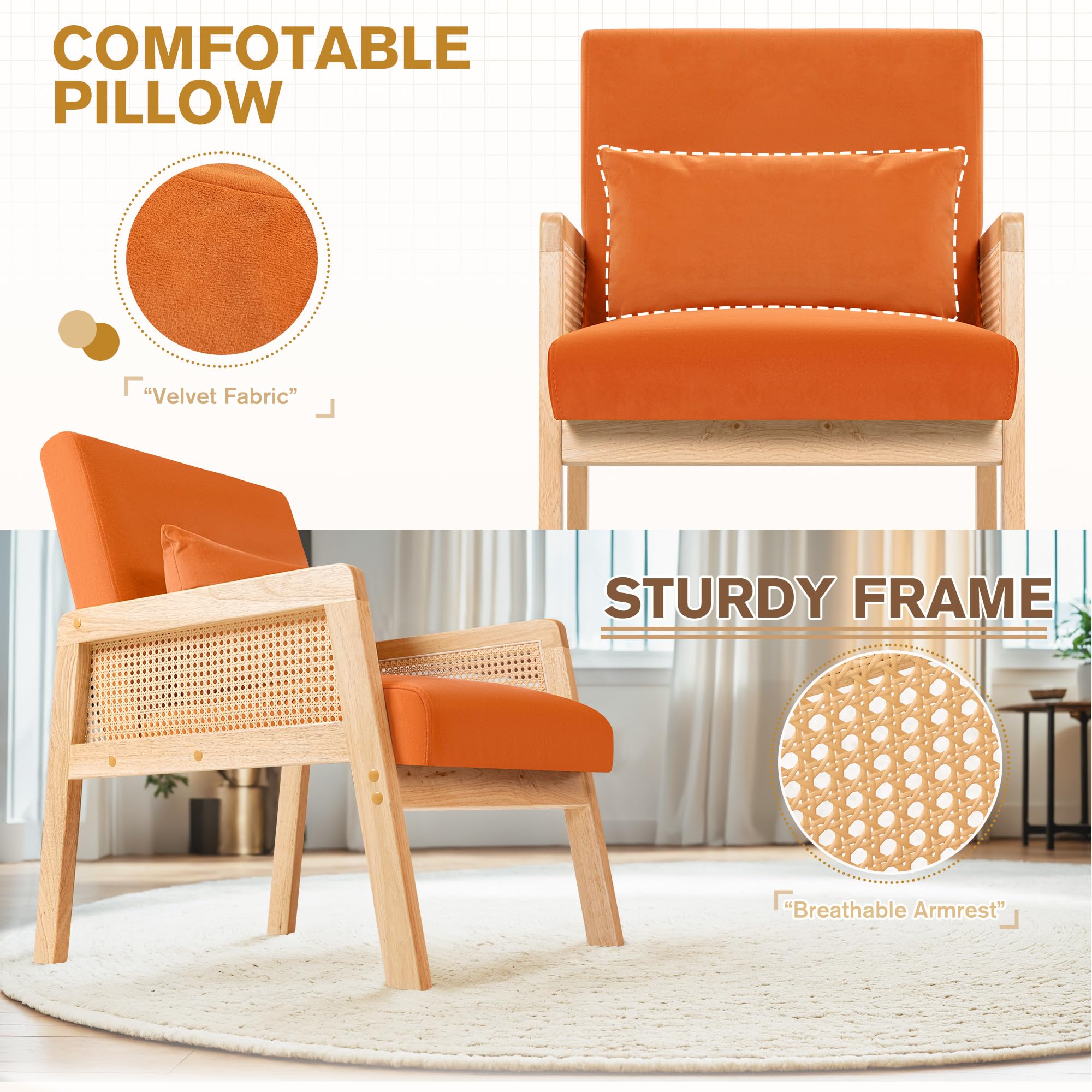 All-Weather Outdoor Rattan Chair Set of 2 - Wicker Patio Armchairs with Comfy Cushions for Deck, Balcony, Backyard & Garden - Durable Weather-Resistant Lounge Furniture for Relaxing, Sunbathing & Entertaining Guests