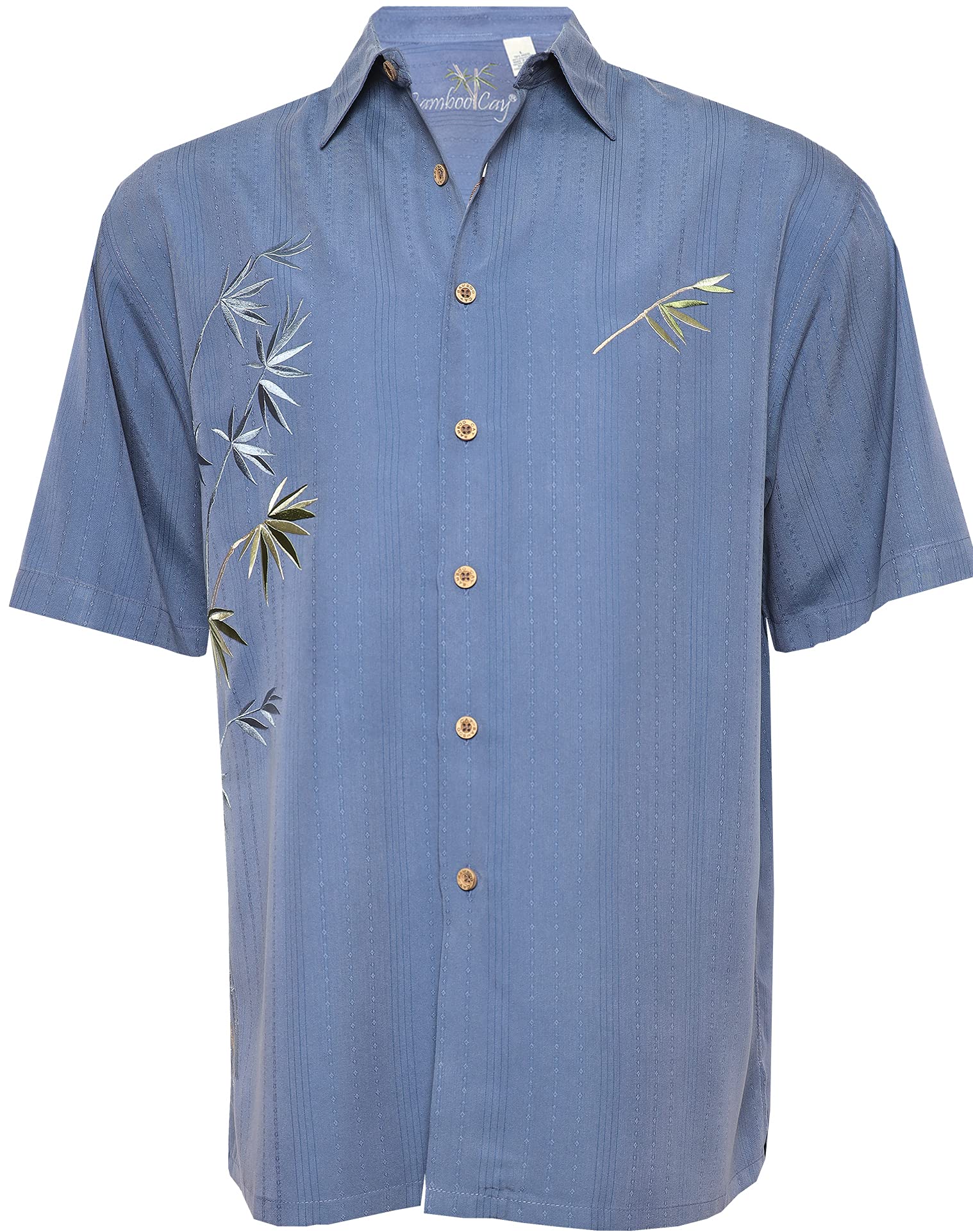 Bamboo Cay Men's Short Sleeve Casual Shirt - Embroidered Woven Hawaiian Style for Summer Beach Vacation & Tropical Outings