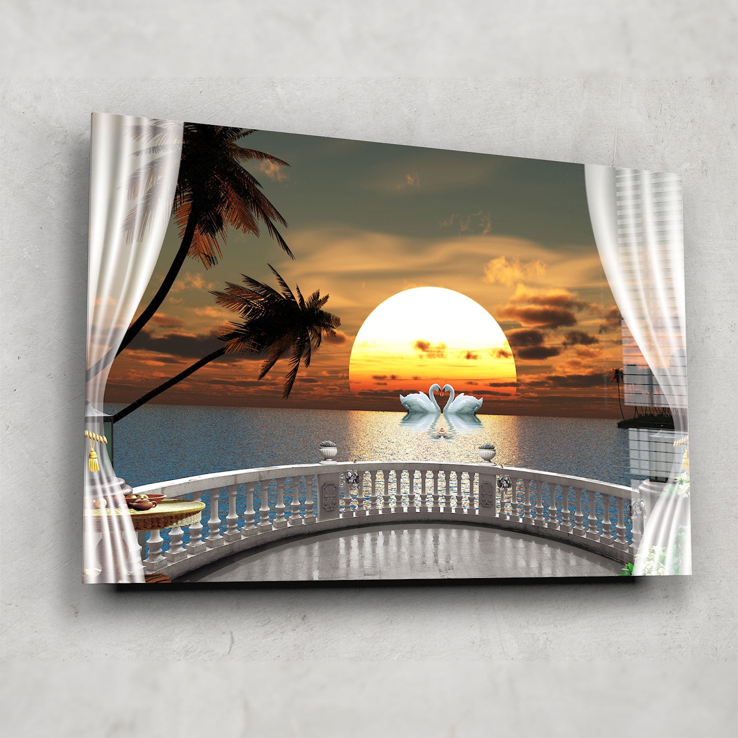 Sunset in Balcony - Premium Wall Art Canvas Print for Home & Office Decor - Perfect for Living Room, Bedroom or Gift