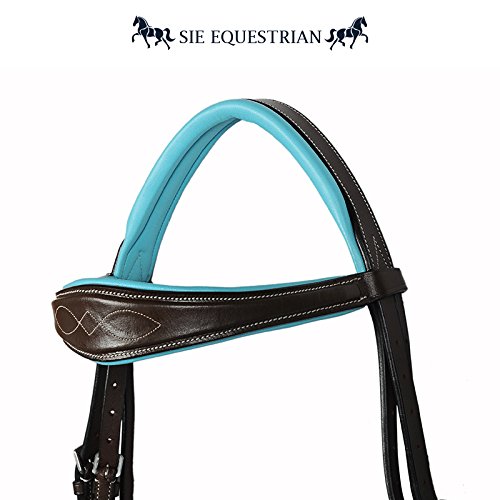 Premium Teal Padded Fancy Stitch Leather Horse Show Bridle - Anatomic Design for Comfort & Performance | Ideal for Equestrian Competitions & Training Sessions