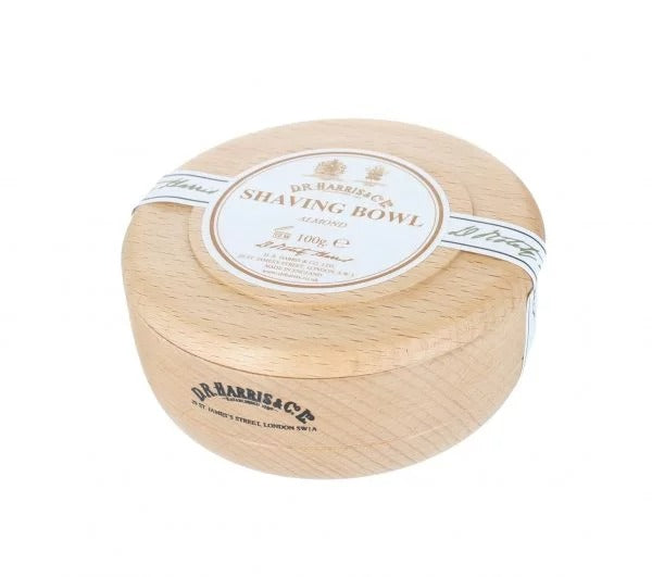 D.R. Harris Almond Shaving Soap in Beechwood Bowl - Luxury Wet Shaving for Men - Perfect for Traditional Barber Shave & Grooming Routine