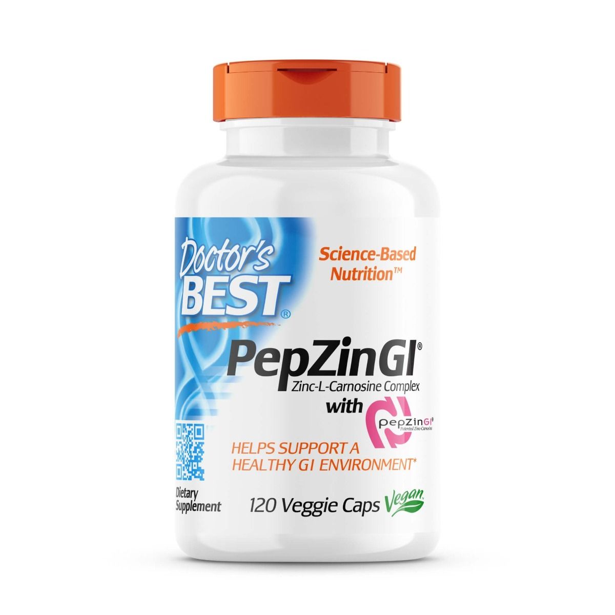 Doctor's Best PepZin GI - Zinc L-Carnosine Complex Supplement for Digestive Health - 120 Vegetarian Capsules - Supports Gut Lining & Stomach Comfort - Ideal for Acid Reflux, Heartburn & Digestive Wellness