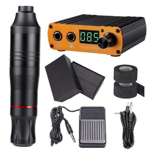 Professional 6-Piece Complete Tattoo Kit with Rotary Pen, LED Power Supply & Foot Pedal - Perfect for Beginners and Artists - Home & Studio Tattooing