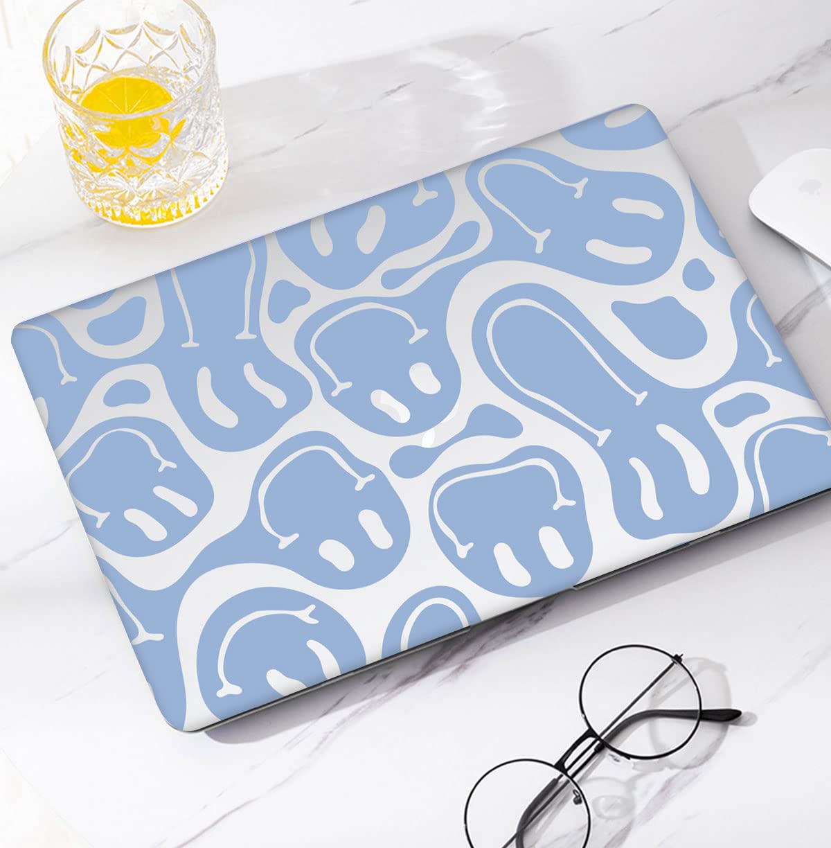 Retro 70's Smiley Pattern MacBook Pro 13 Inch Case (2020-2018 Models) - Compatible with M1/M2 A2338/A2251/A2289/A2159/A1989/A1706/A1708 - Protective Laptop Cover for Work, School & Travel