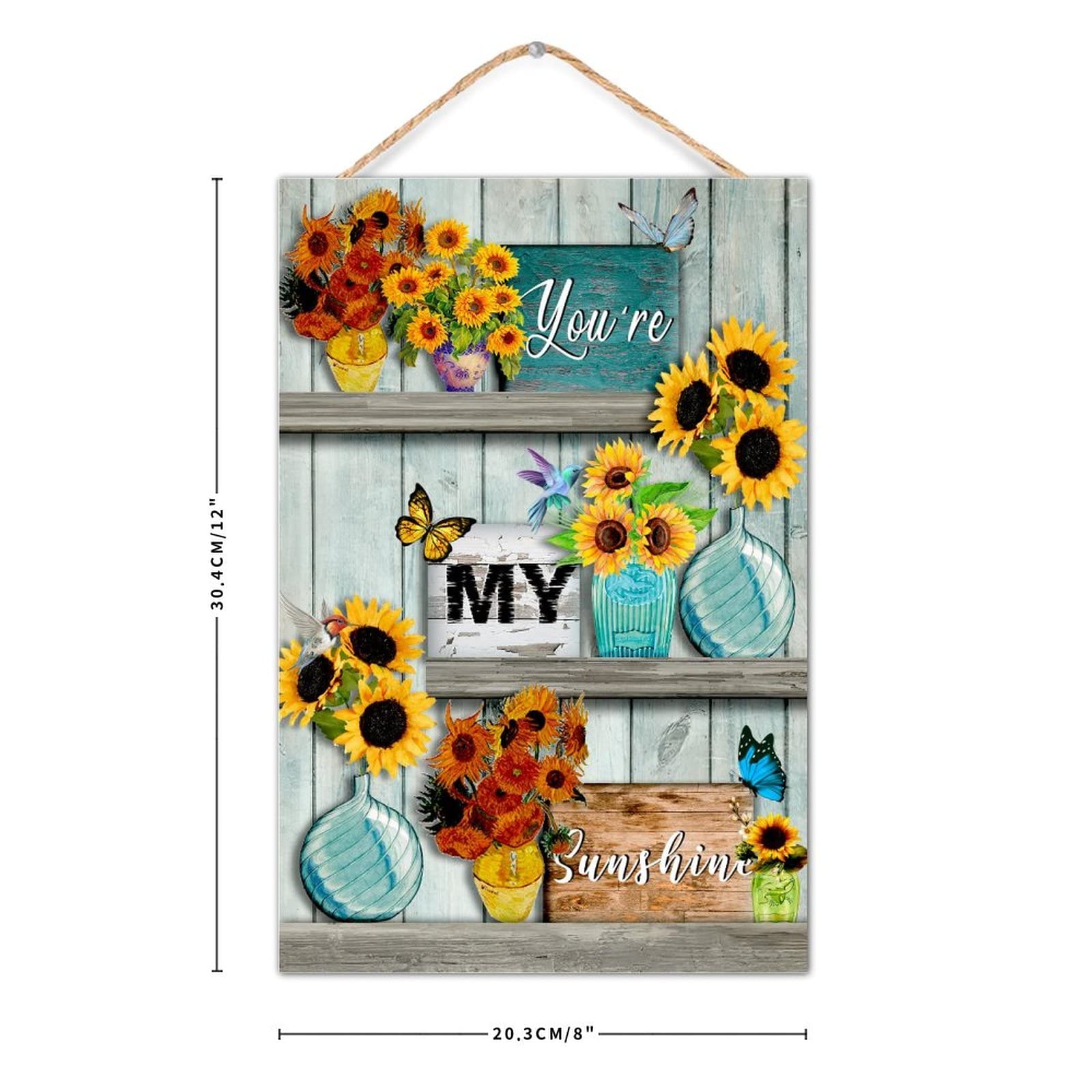 You Are My Sunshine Sunflower Rustic Wood Wall Sign - 8x12 Inch Farmhouse Decor for Nursery, Bedroom, Living Room - Perfect for Home, Wedding & Gift Giving