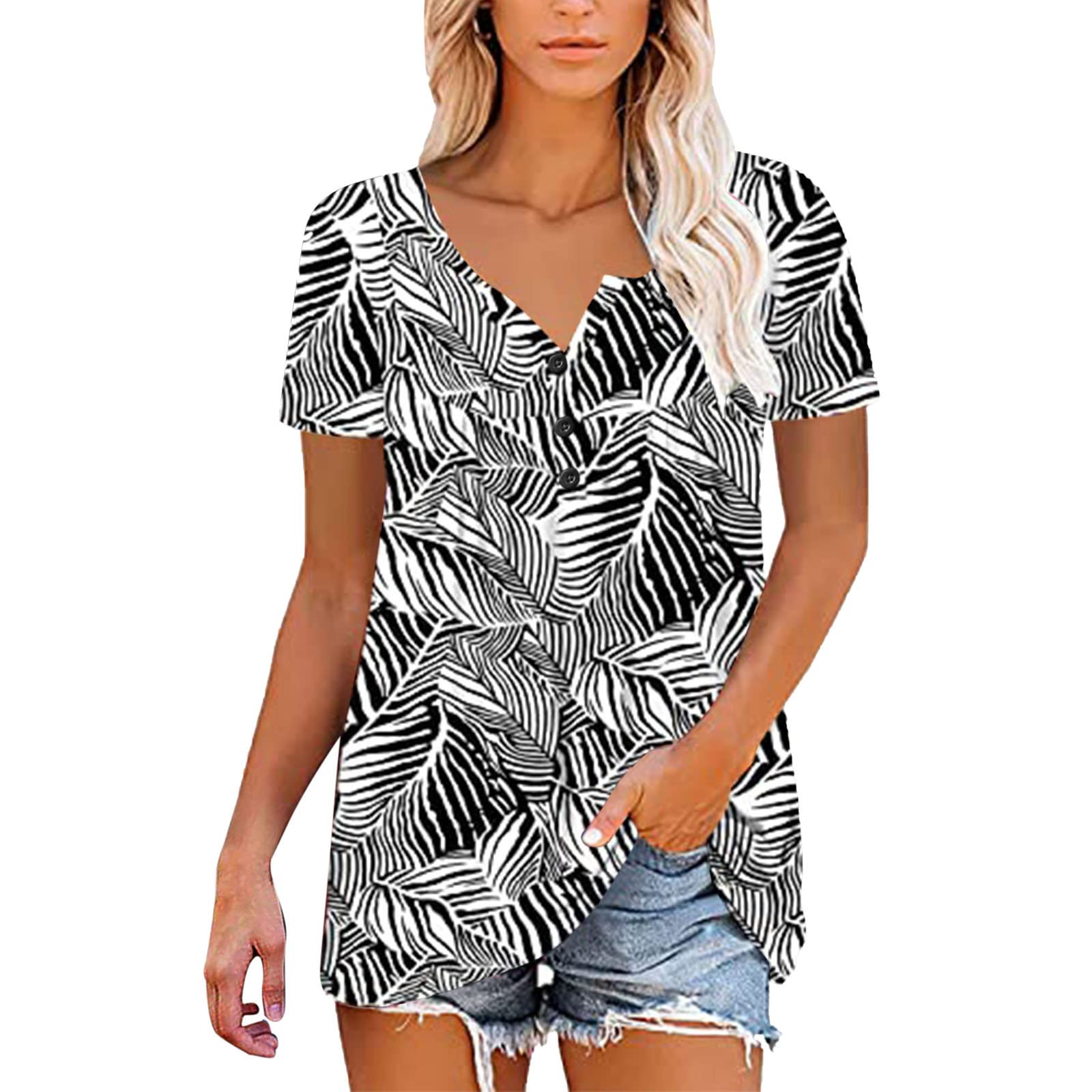 Women's Summer Casual Short Sleeve Lace Pleated Tunic Blouse - Breathable Floral Top for Beach, Office & Date Night Outfits