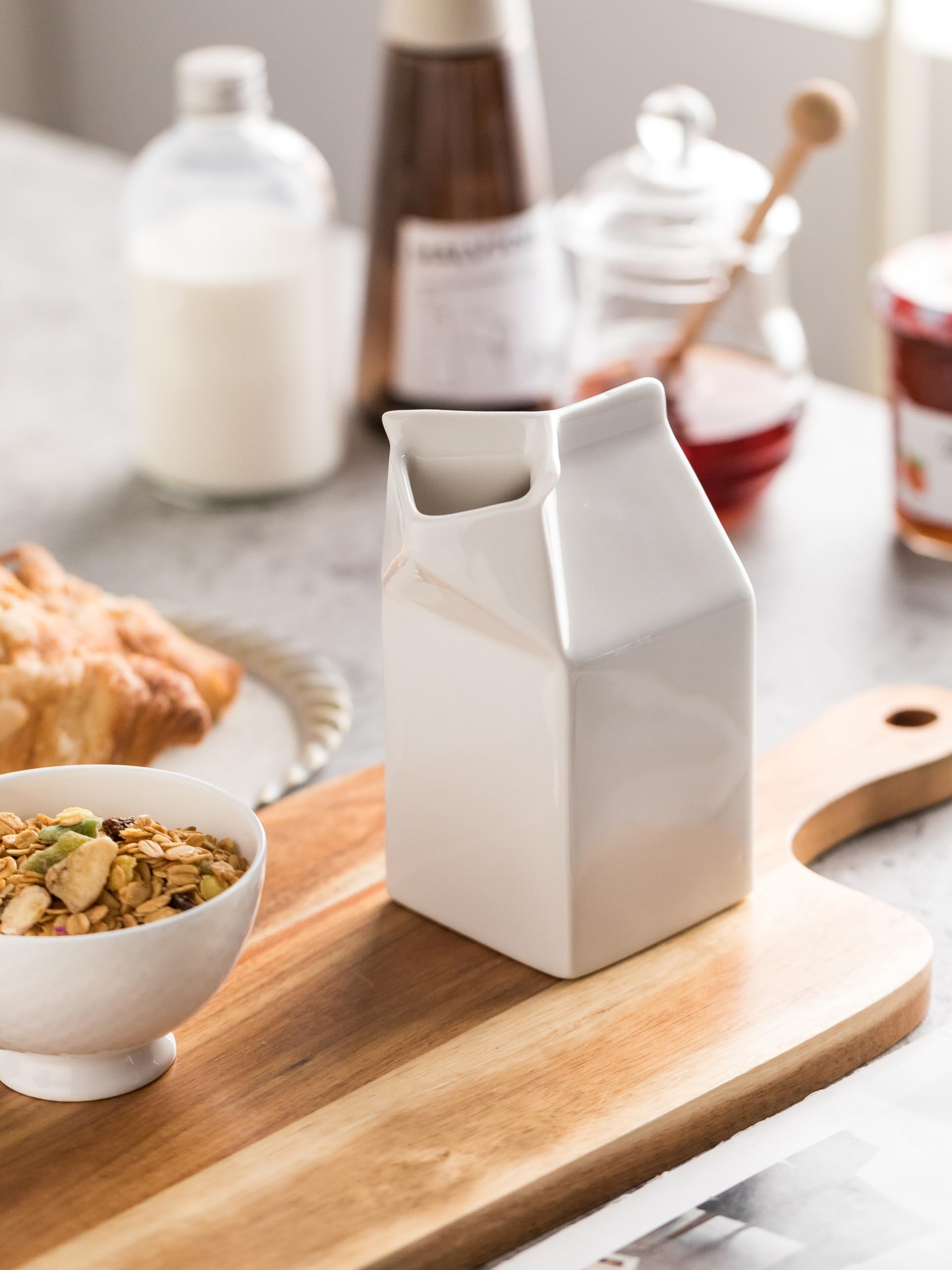White Ceramic Creamer Pitcher - 13 Oz Small Milk Jug for Coffee, Tea & Sauces | Perfect for Breakfast, Brunch & Coffee Shops | Drip-Free Pouring Design
