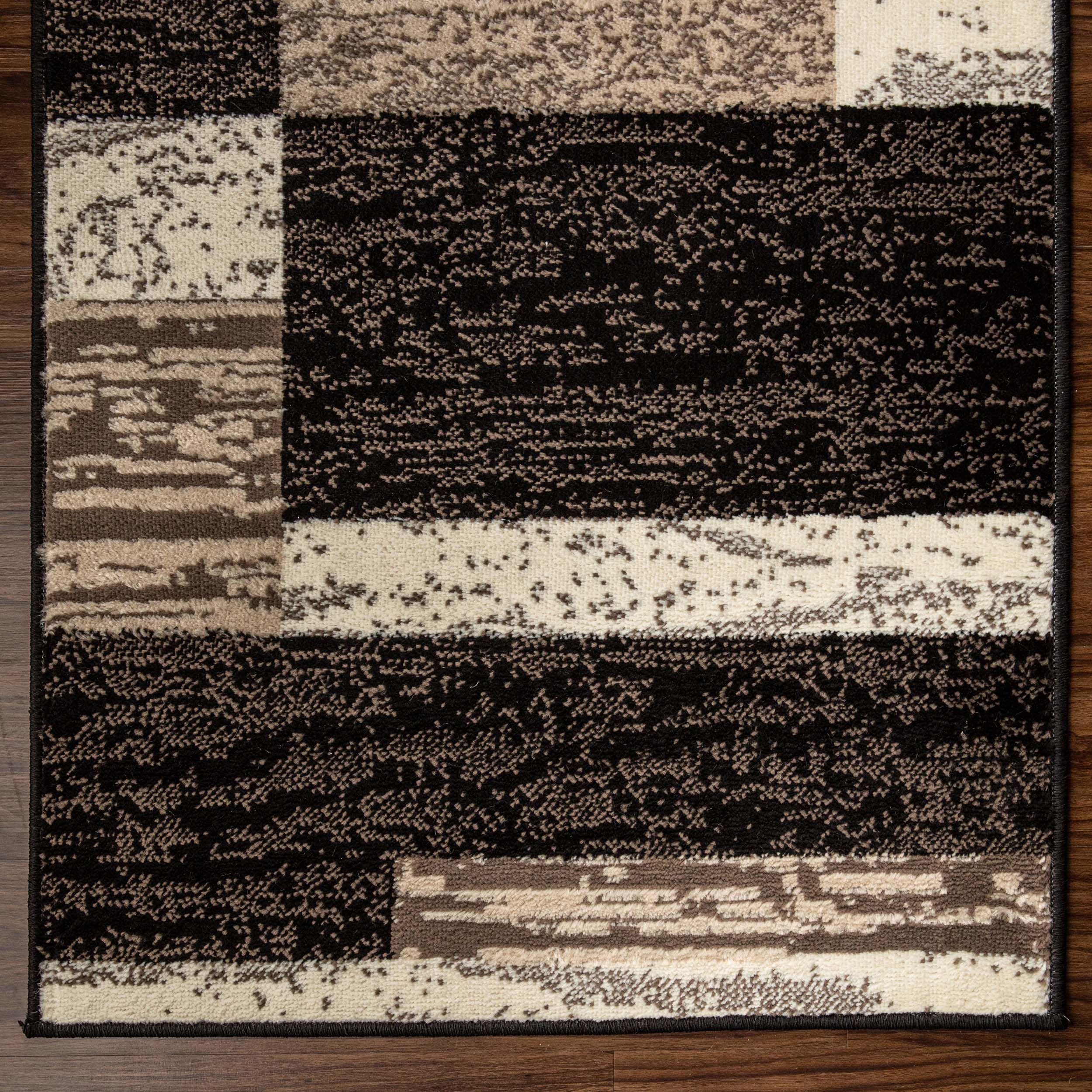 Stylish Rockwood Contemporary Geometric Patchwork Area Rug - Non-Slip Indoor Runner for Living Room, Bedroom & Office Decor