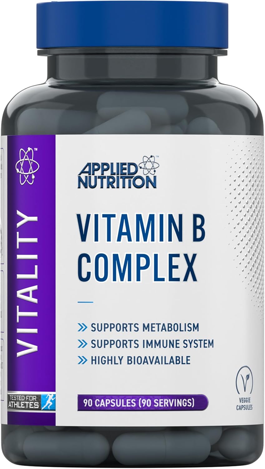 Applied Nutrition Vitamin B Complex Supplement - 90 Tablets for Energy, Metabolism & Stress Relief - Daily Health Support