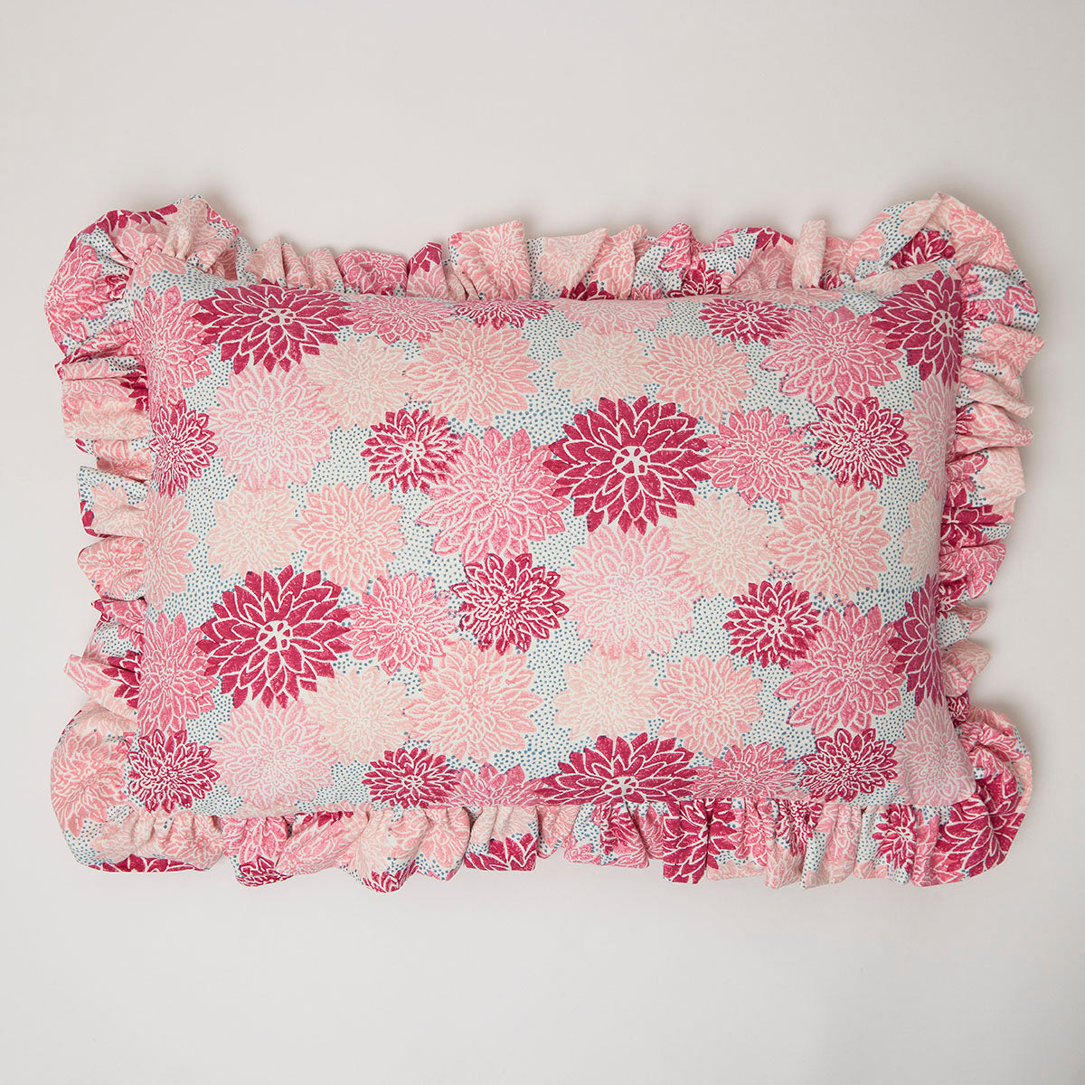 Premium Cushion Cover with Frill Trim - Dahlia Hot Pink & Blue Wide Stripe Design - Perfect for Sofa, Bedroom Decor, and Home Styling